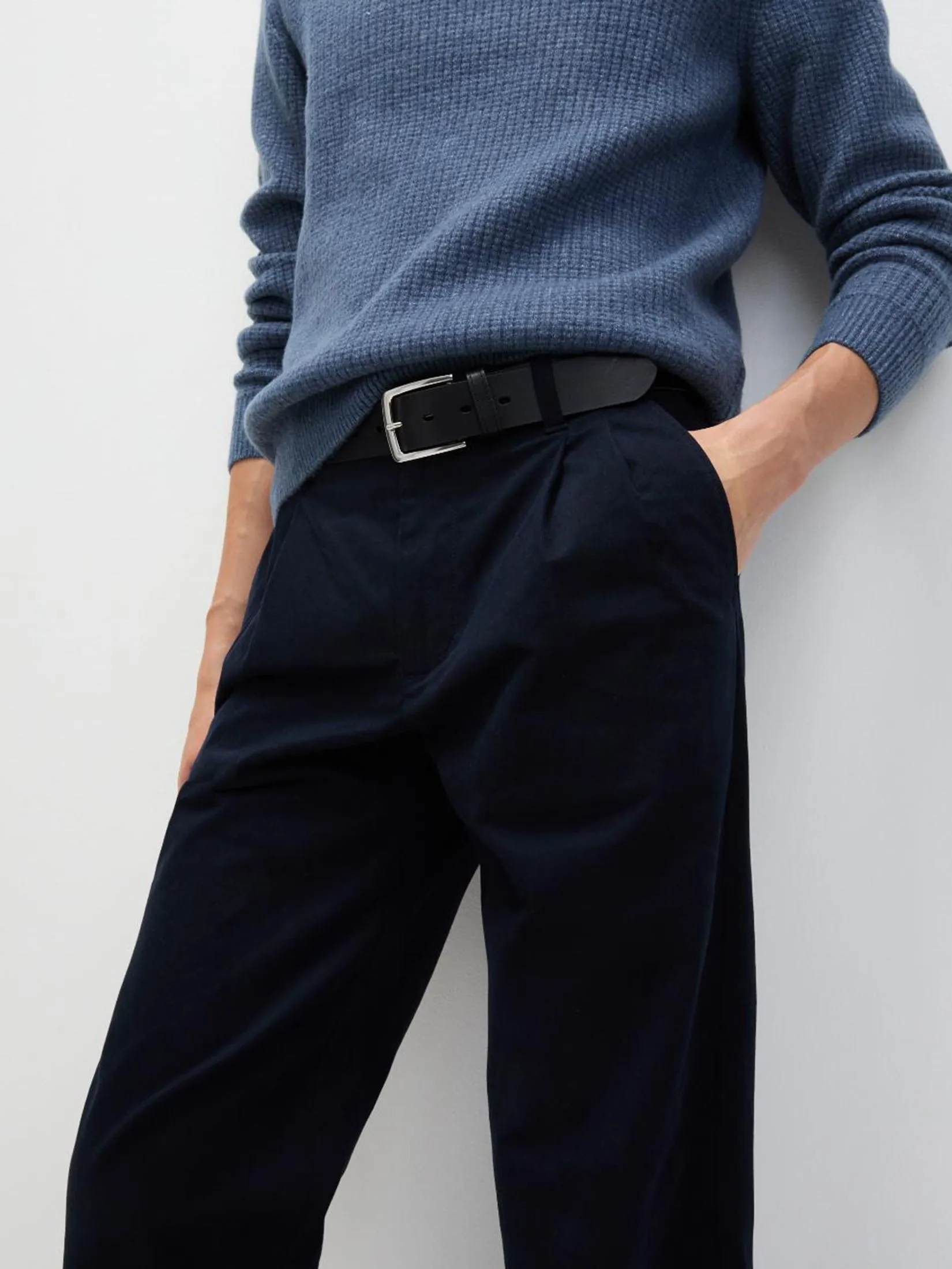 MARKS & SPENCER Men Chino Pants Tapered Fit Twin Pleat Stretch