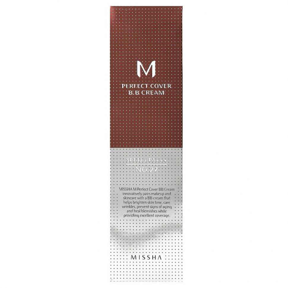 Missha, Perfect Cover BB Cream, BB-крем, SPF 42 PA+++, оттенок 27 медовый бежевый, 50 мл