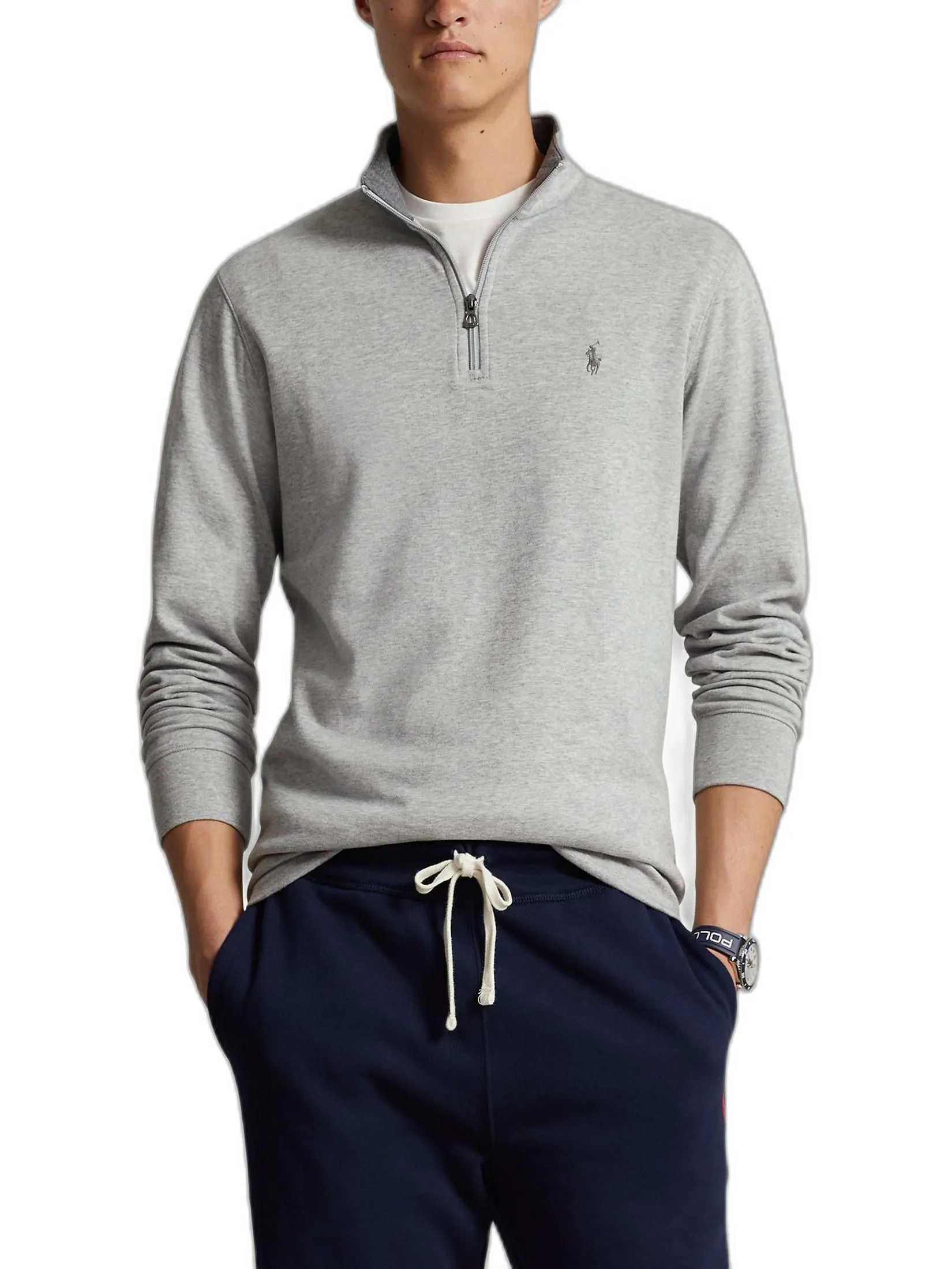 POLO RALPH LAUREN Men Pullover-Luxury Jersey Quarter-Zip Pullover MNPOKNI16821436-Grey