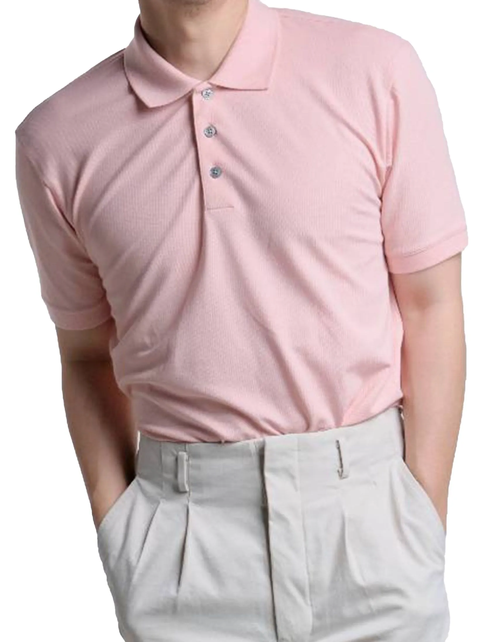ERA-WON Men Polo Shirt Pink Size - L