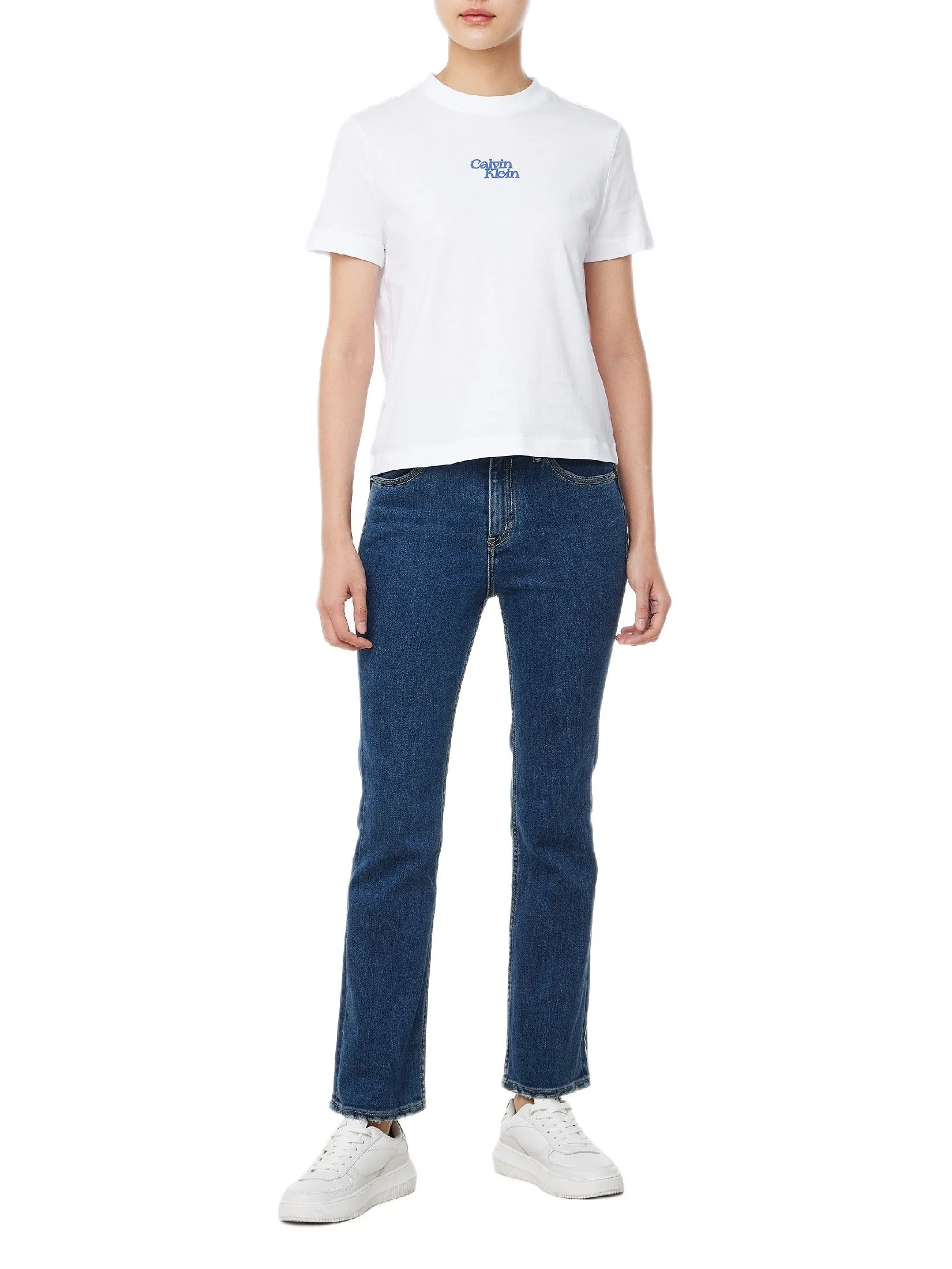 CALVIN KLEIN Women's Fluke Logo Short Sleeve T-Shirt White