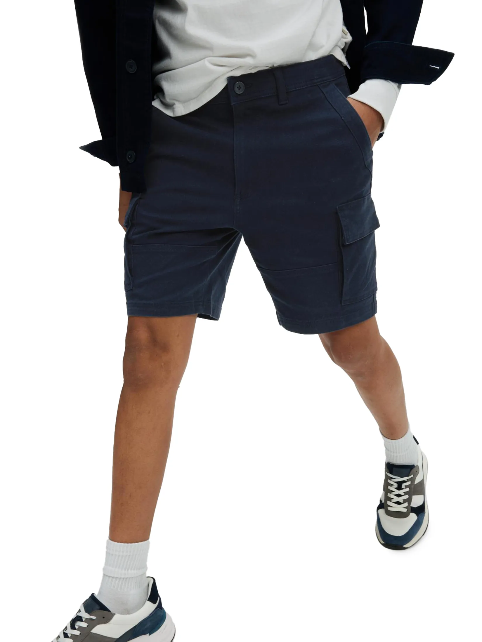 MARKS & SPENCER Men Cargo Shorts Straight Fit Stretch Cargo Dark Navy Size - 40 UK