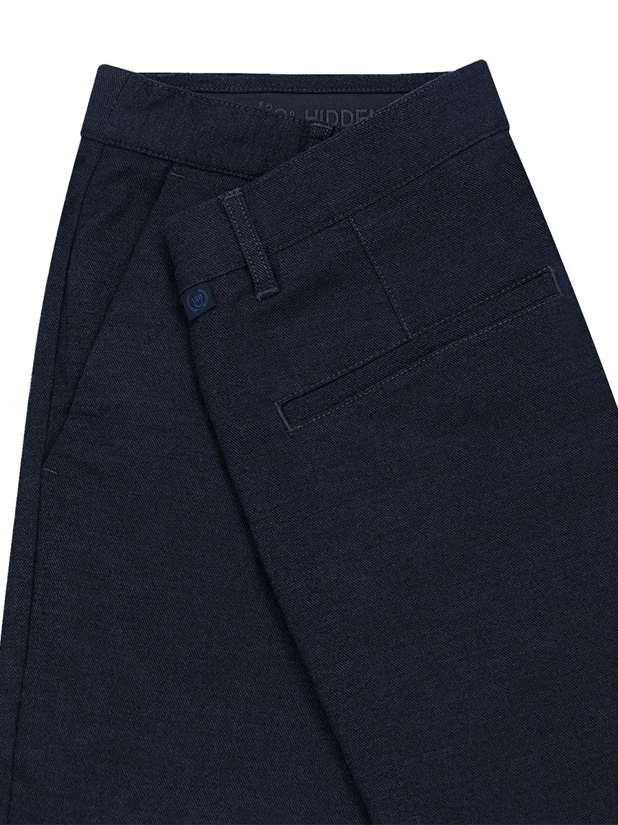 GIORDANO Men's Slim Easy Care Twill Cropped Pants (180° Elastic Waistband) Dark Heather Blue
