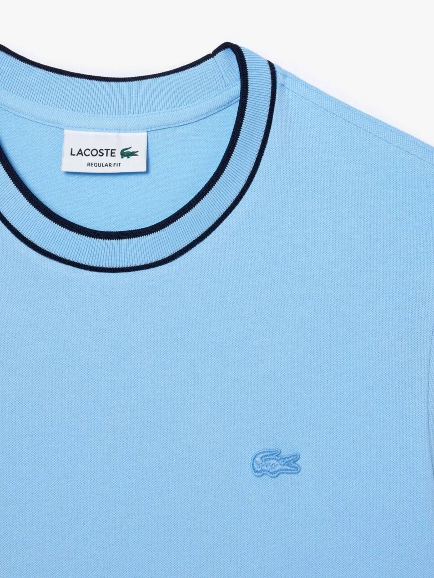 LACOSTE Stretch Piqu  Stripe Collar T-shirt Blue
