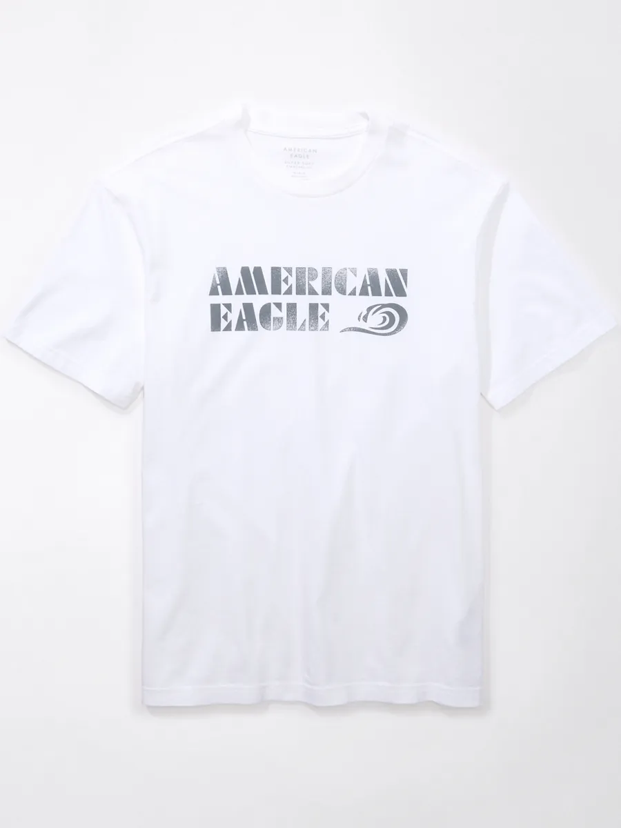 AMERICAN EAGLE MEN G SS BRAND ALOHA SET IN TEE- PC DYE + SERIOUSLY SOFT WASH 100 WHITE