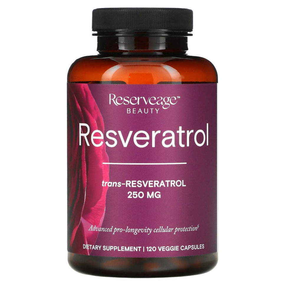 ReserveAge Nutrition, Ресвератрол с активным транс-ресвератролом, 250 мг, 120 растительных капсул