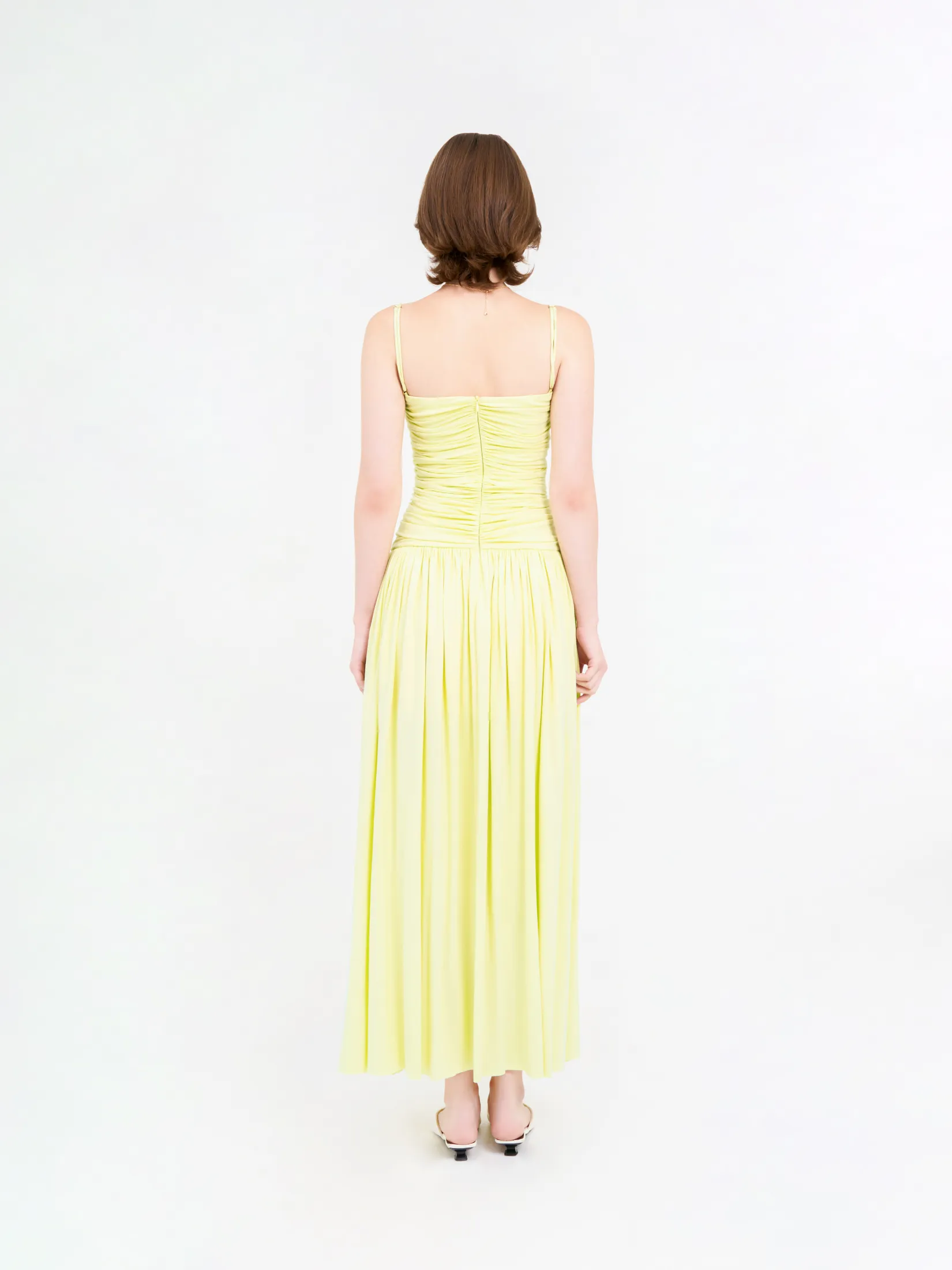 KLOSET (SS25) Women Front Ruched Maxi Dress Green