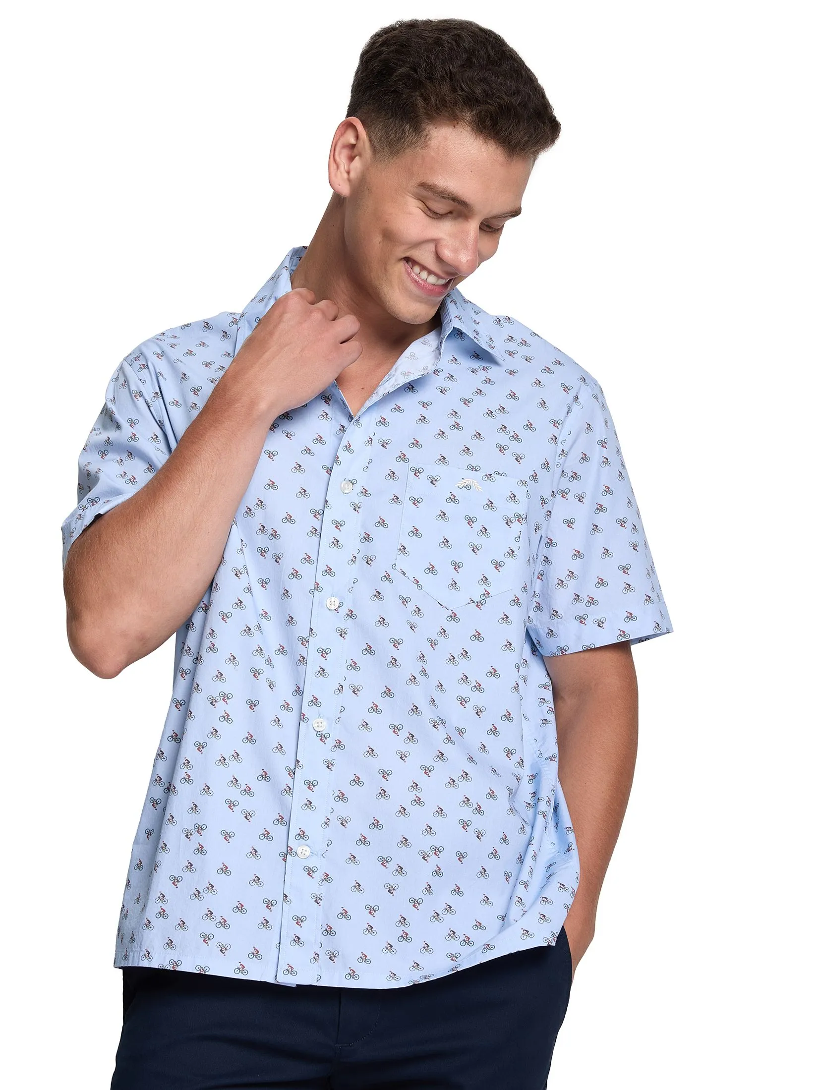 ALUMNUS Men Shirt Short Sleeves 2510SSRL30 Blue Size - 2XL