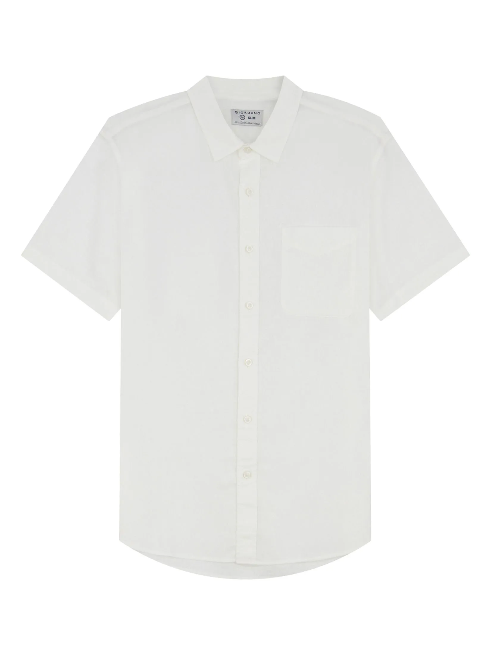 GIORDANO Men's Slim Poplin Linen Shirt  White Size - L