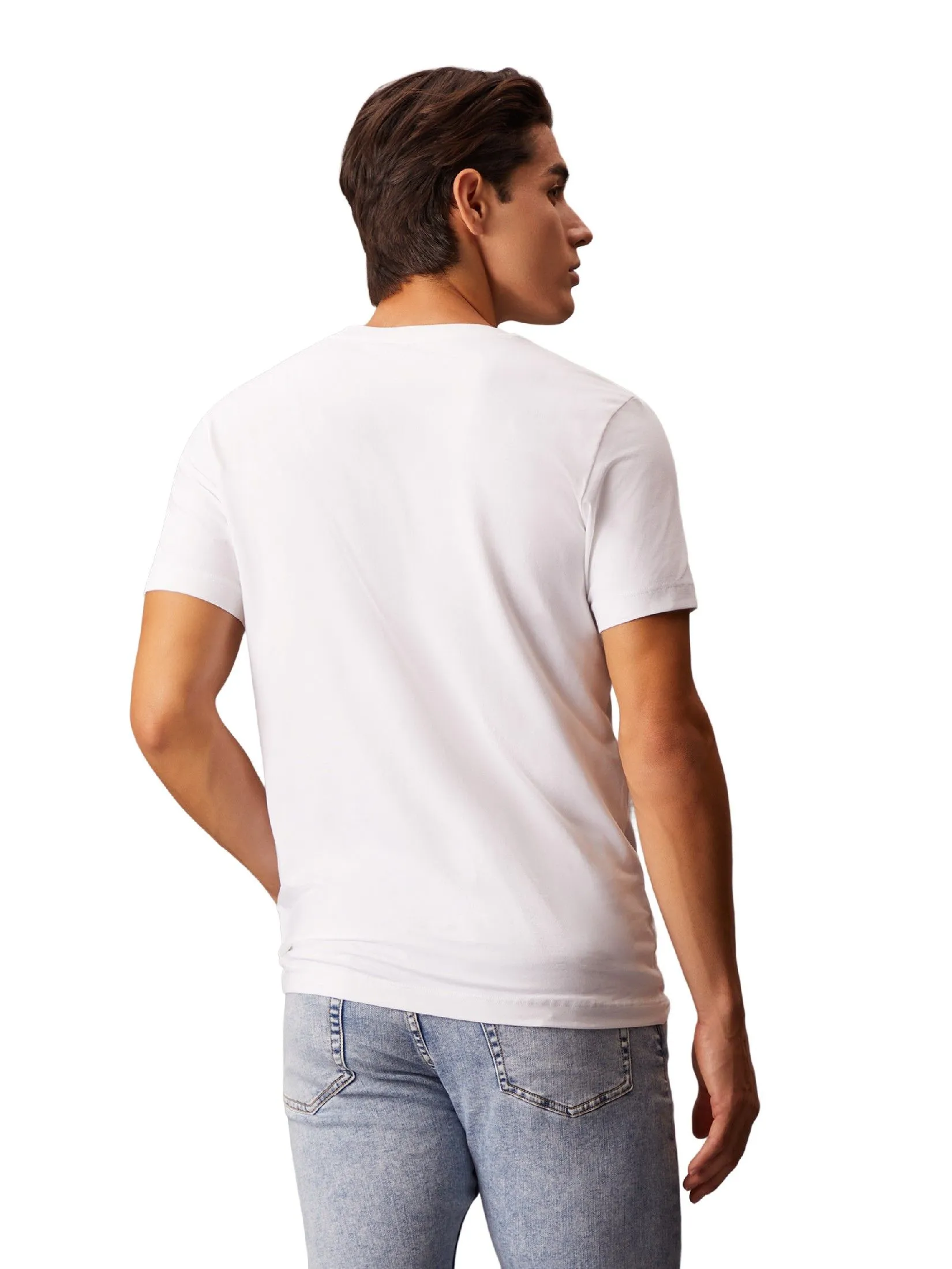 CALVIN KLEIN Men's Institutional Logo Slim Short Sleeve Tee White