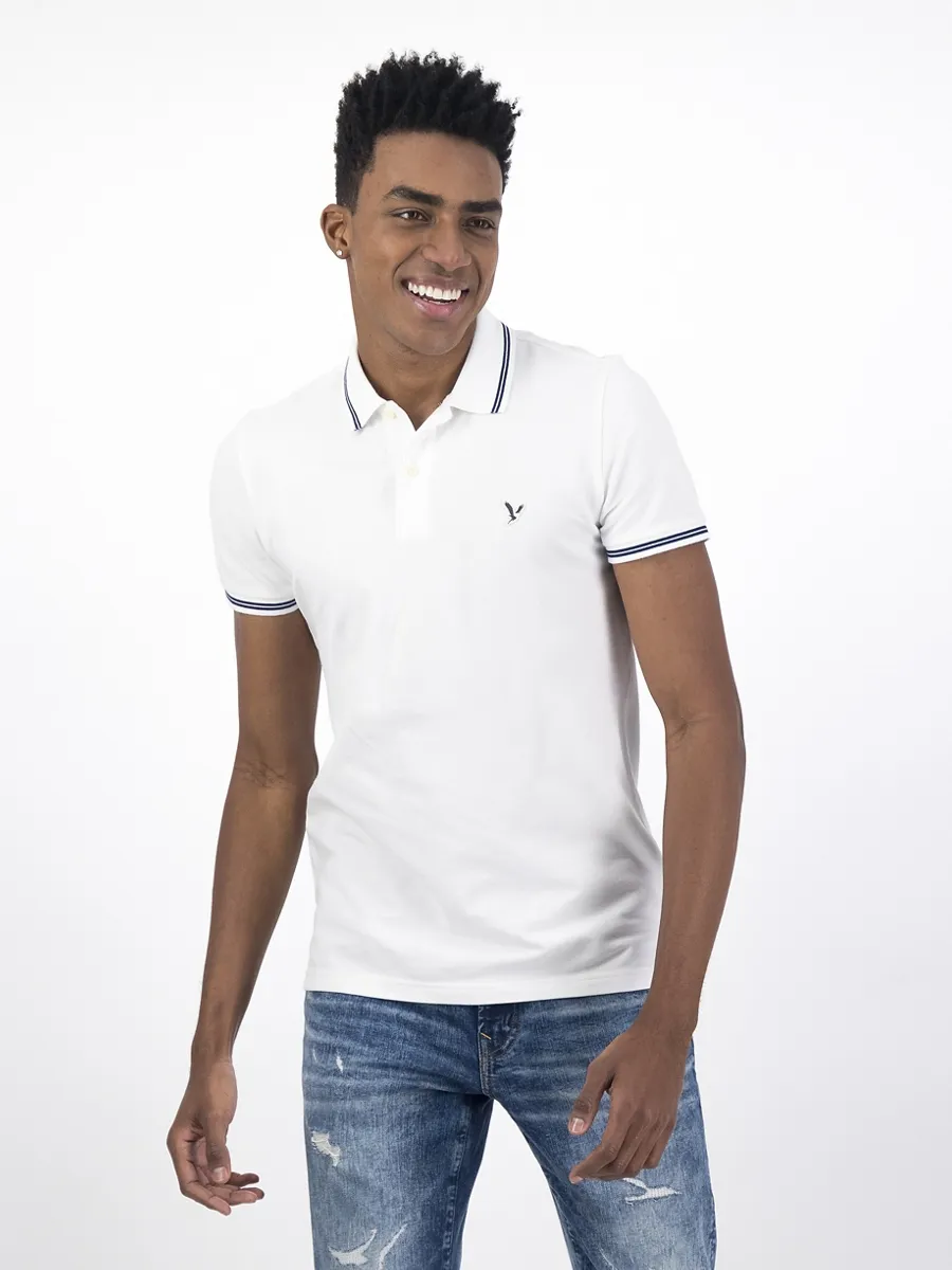 AMERICAN EAGLE PIQUE SLIM TIPPING SOLIDS 100 WHITE Size - XL