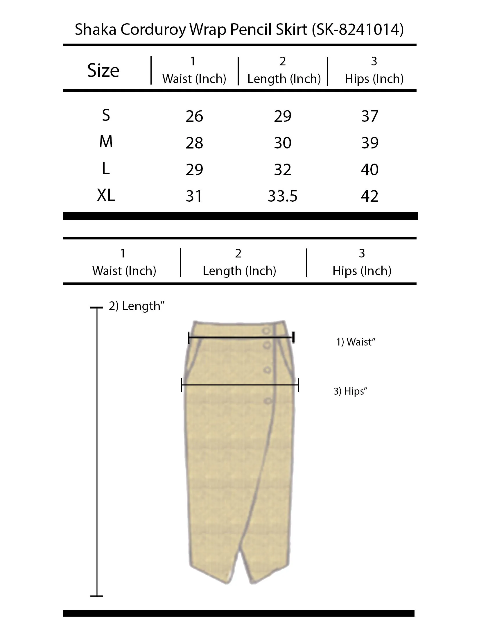 SHAKA Woman Corduroy Wrap Pencil Yellow