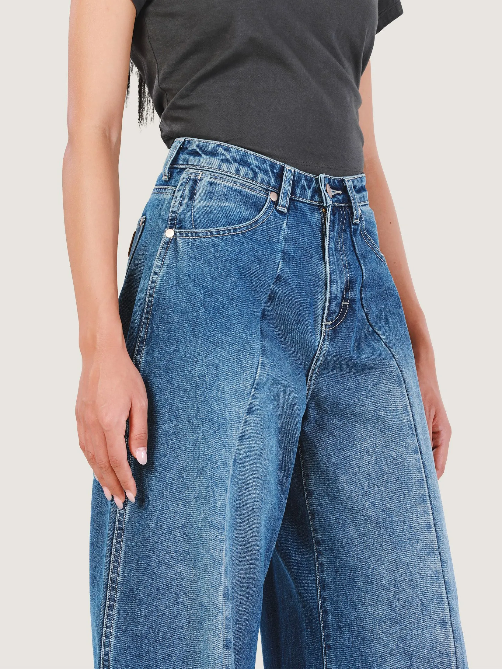 WRANGLER Women's Jeans Everyday with Wrangler Collection High Barrel Fit Mid Indigo