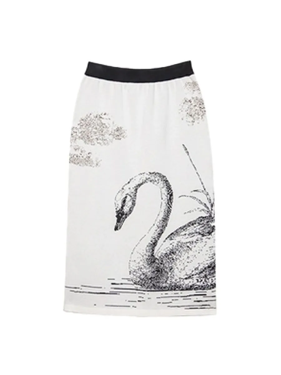 CAMOOONI Women Swan Princess Attire Skirt White