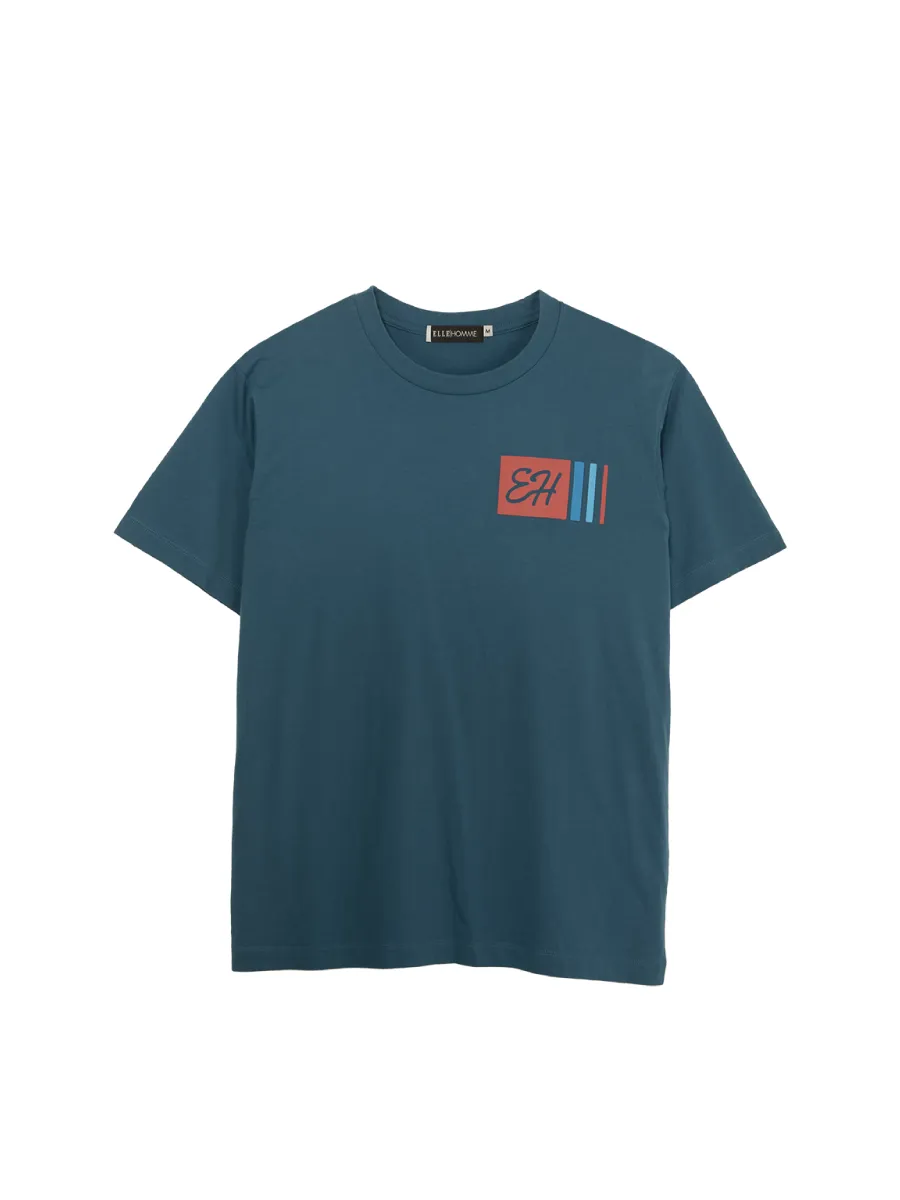 ELLE HOMME Men Round neck T-shirt with ELLE HOMME logo W8K907 - Navy Blue