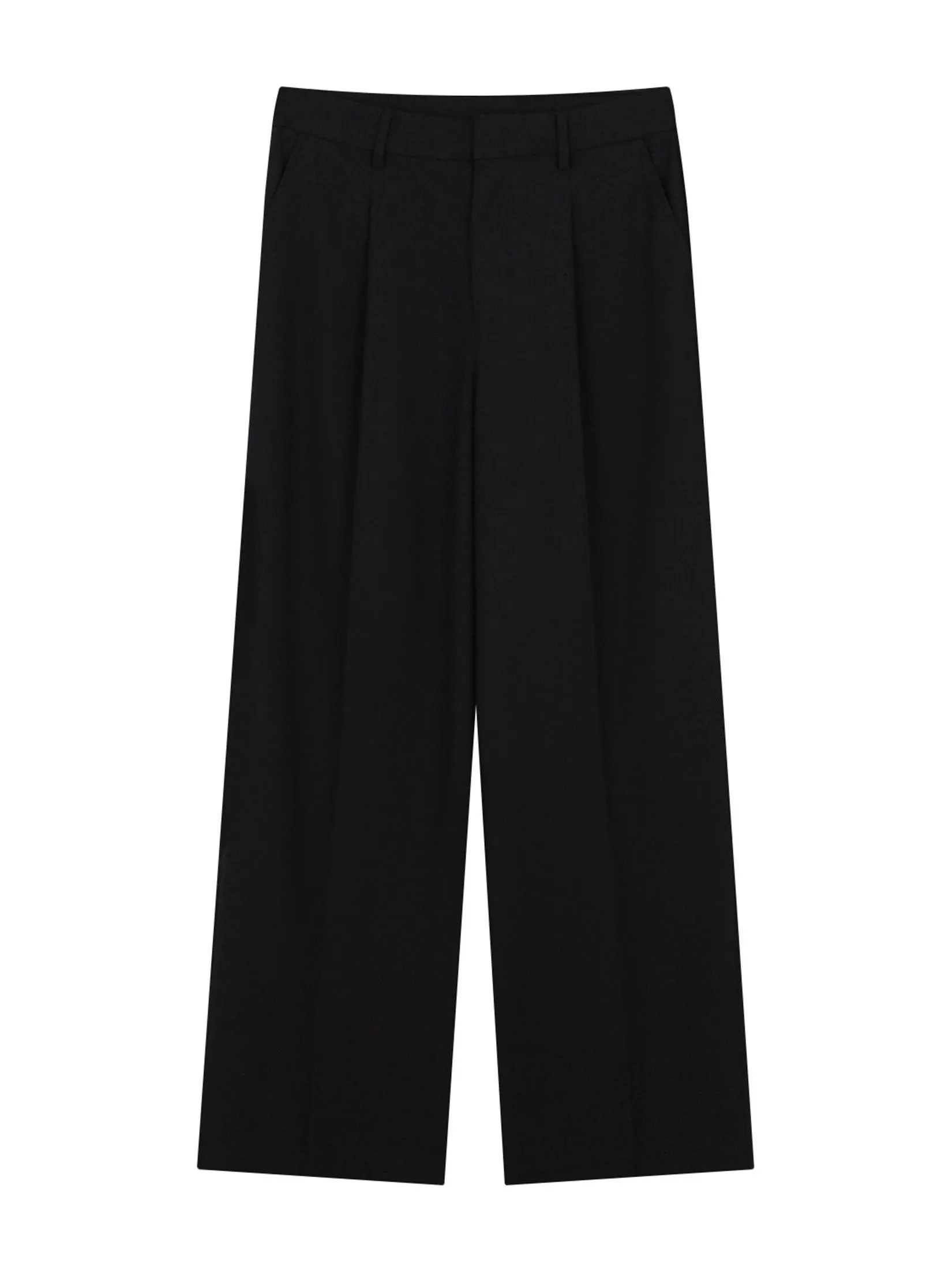 GIORDANO Women's Wide Leg Pleated Woven Pants Signature Black