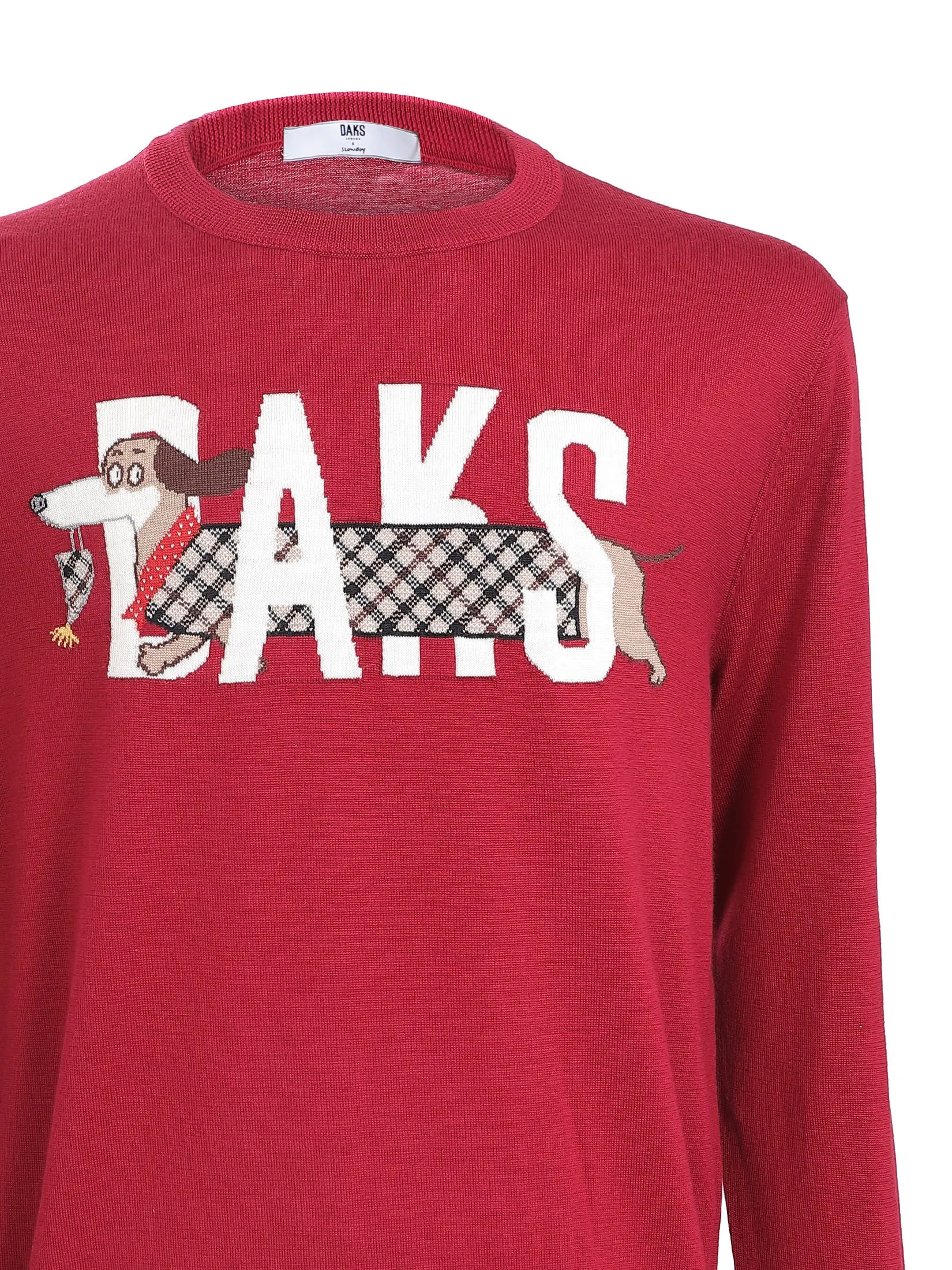 DAKS Men's DAKS Round Neck Long Sleeve Sweater Red