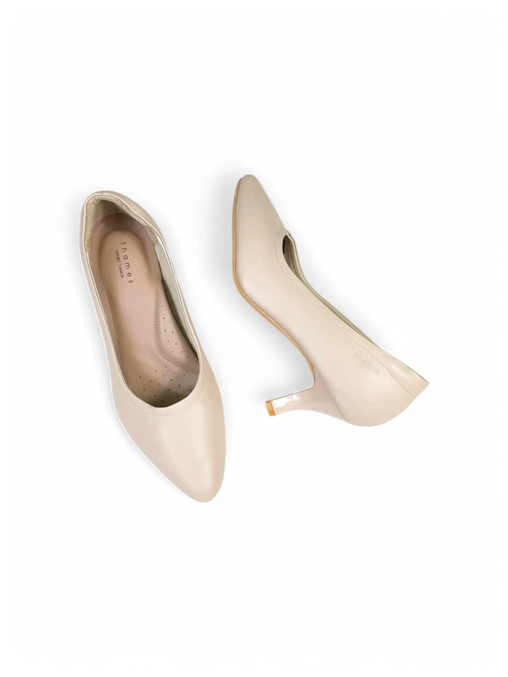 THAMES Women 2.5 Inch High Heel Shoes Cream White