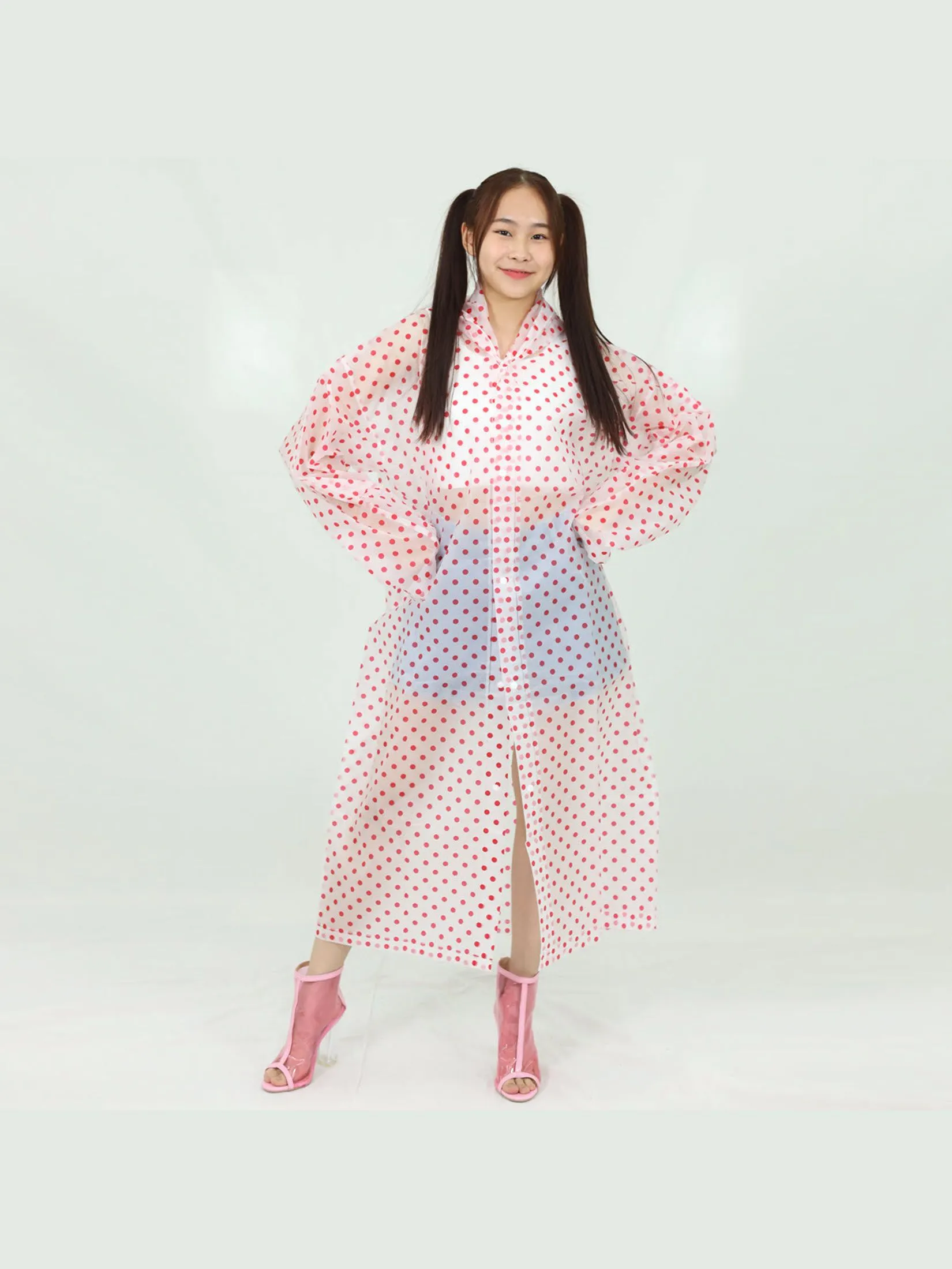 OTHERS Polka dot free size rain coat-RED