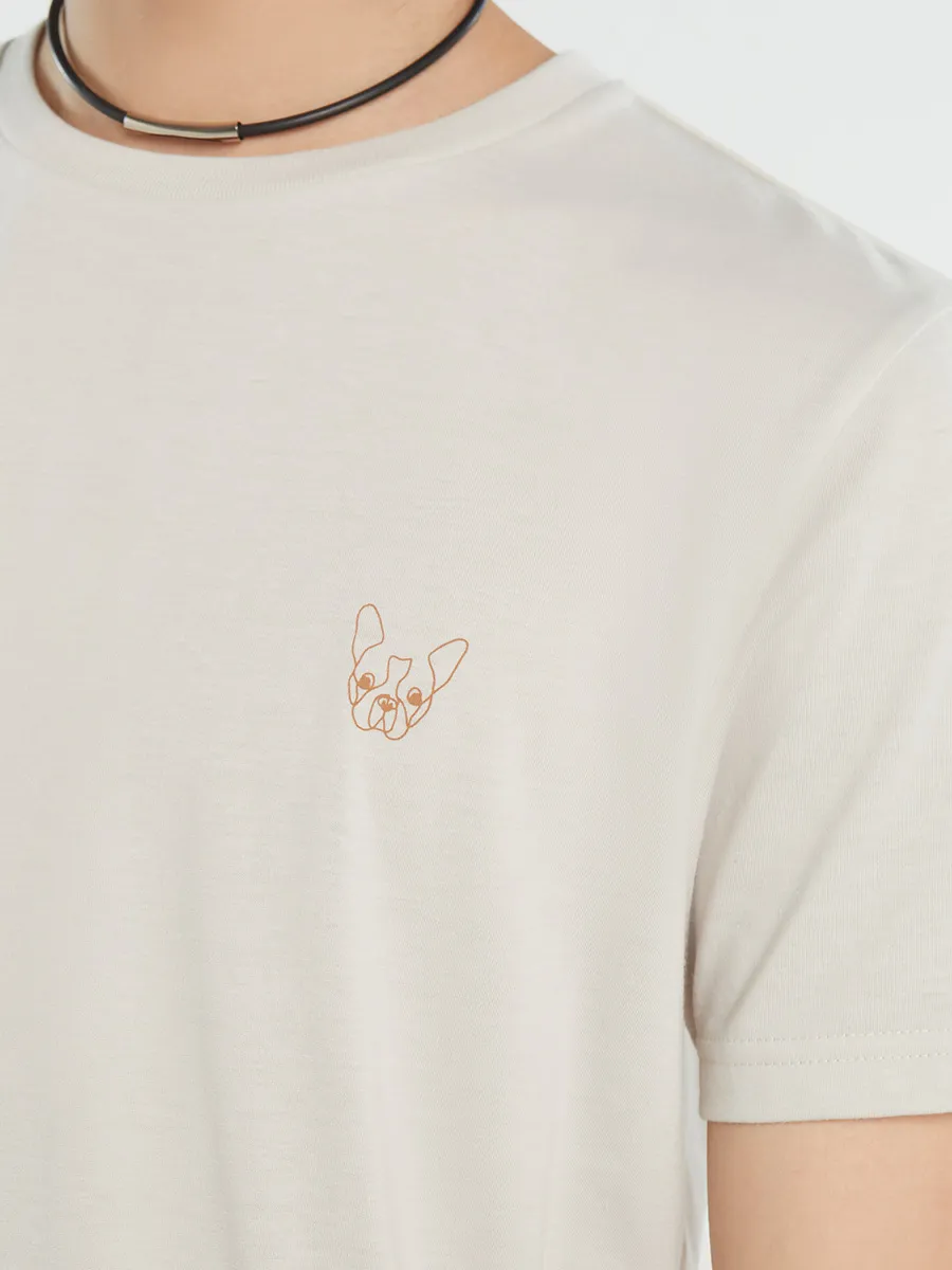 ESP Crew Neck Frenchie Tee Shirt Men Ivory