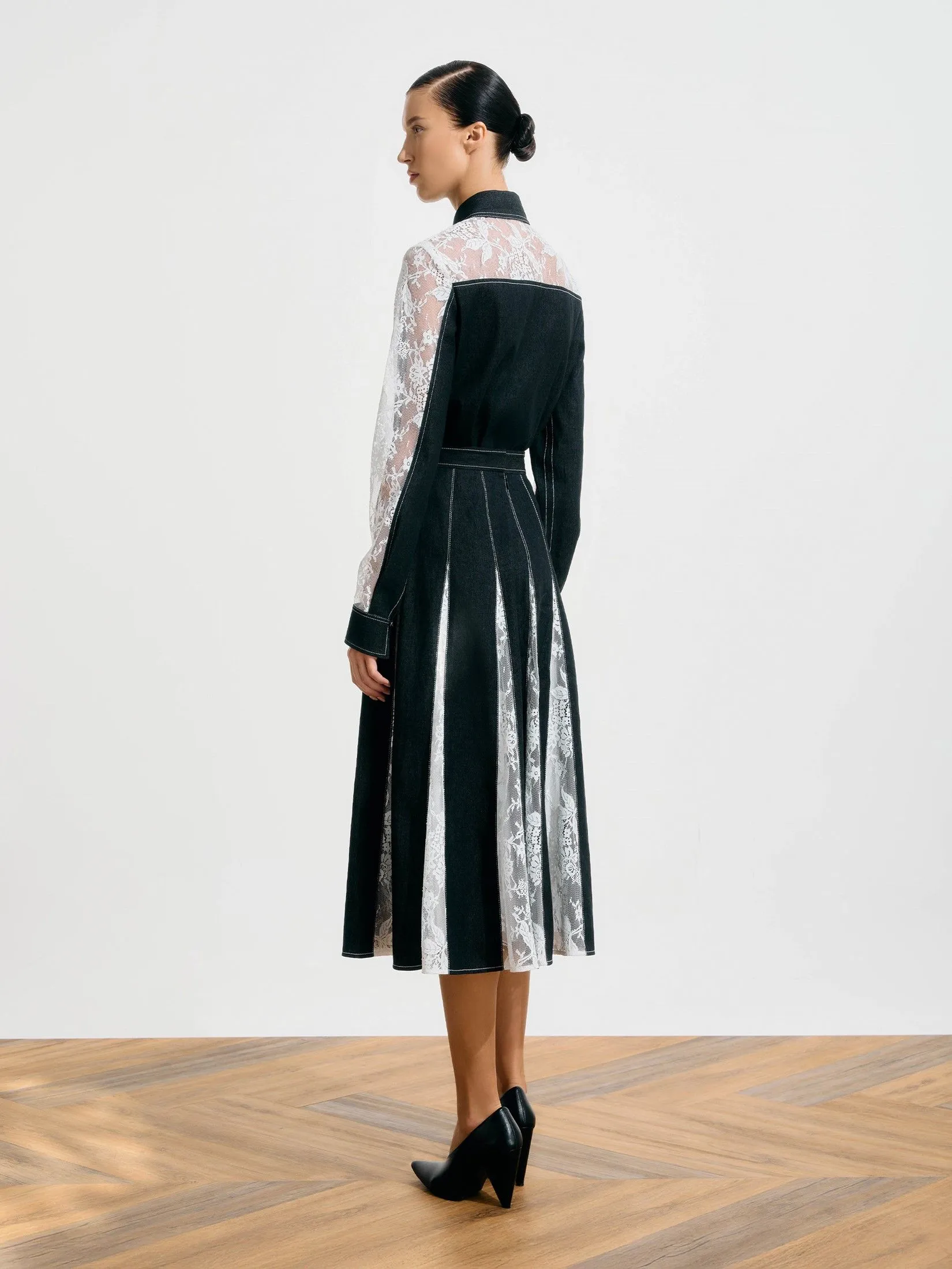 ASAVA (SS25)Hayden Denim Lace Women Skirt Black