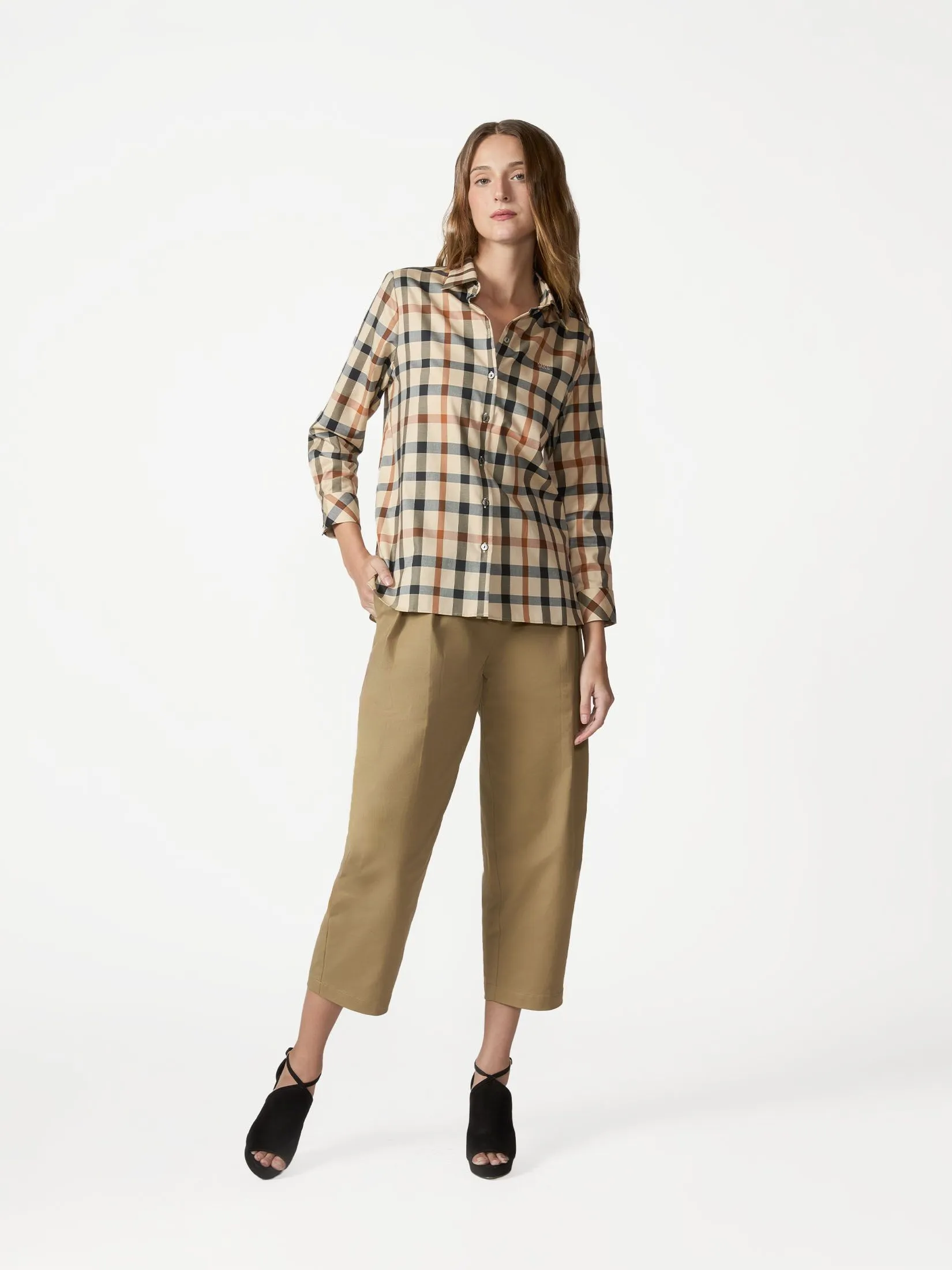 DAKS Women Long Sleeve Shirt Regular Fit Beige