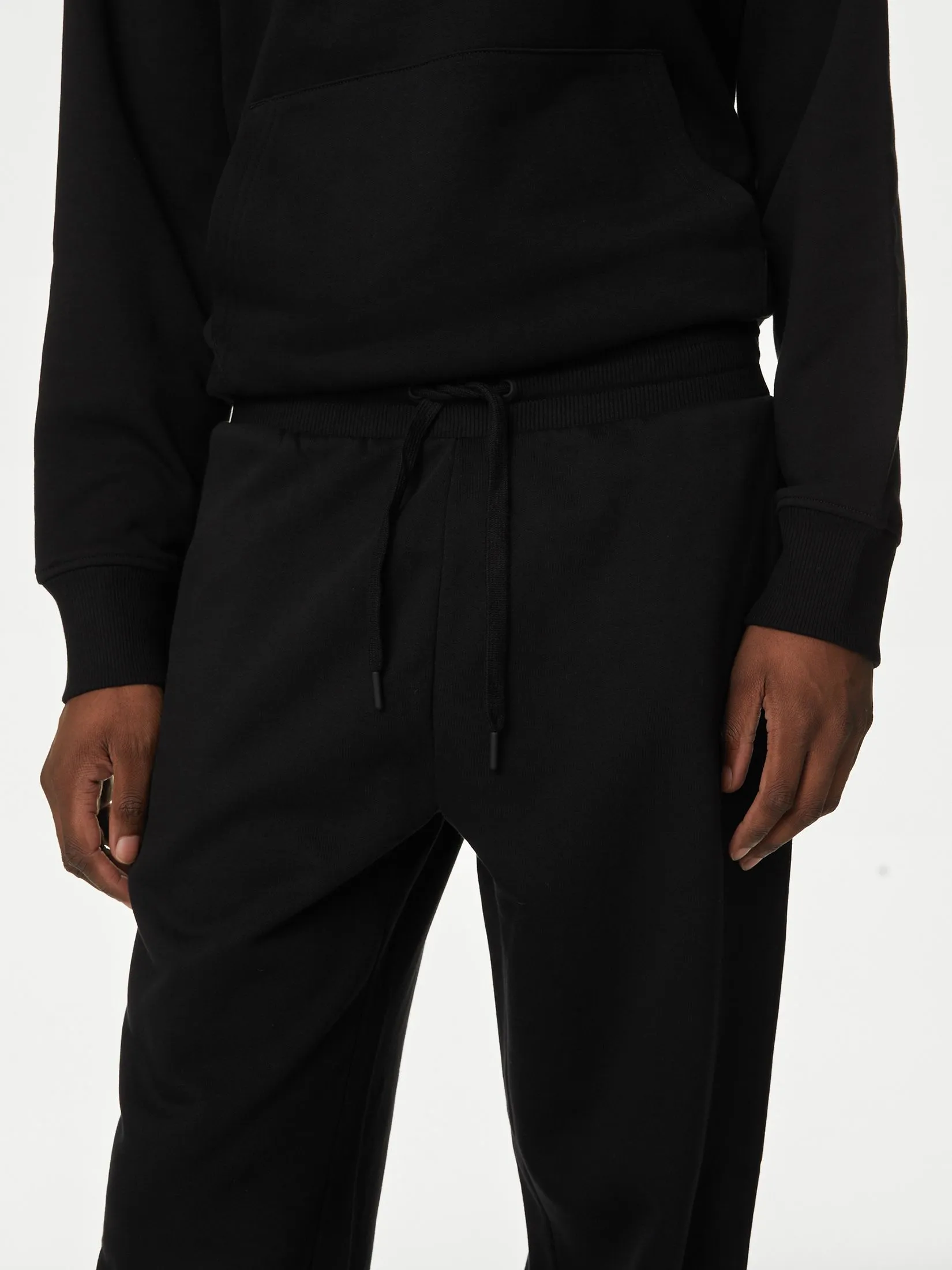 MARKS & SPENCER Men Joggers Cotton Rich Oversized Black