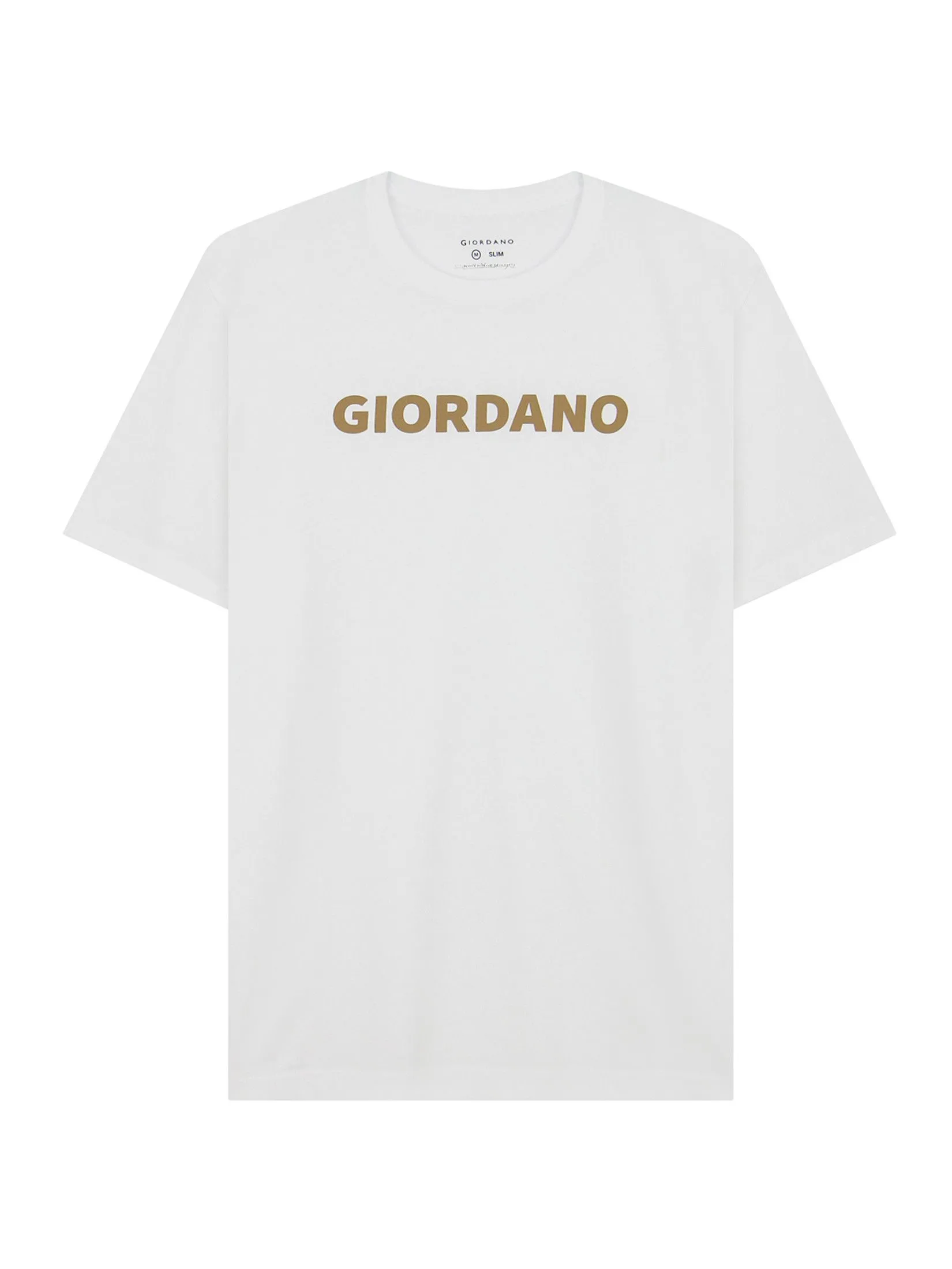 GIORDANO Men's Slim Jersey Printed Tee (Signature) Signature White