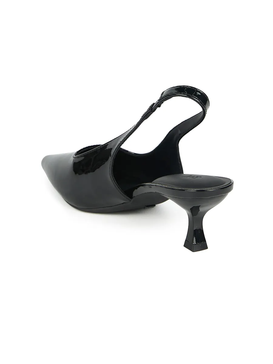 SHU WOMEN  LA POINTE  2  KITTEN HEELS - GLOSSY BLACK