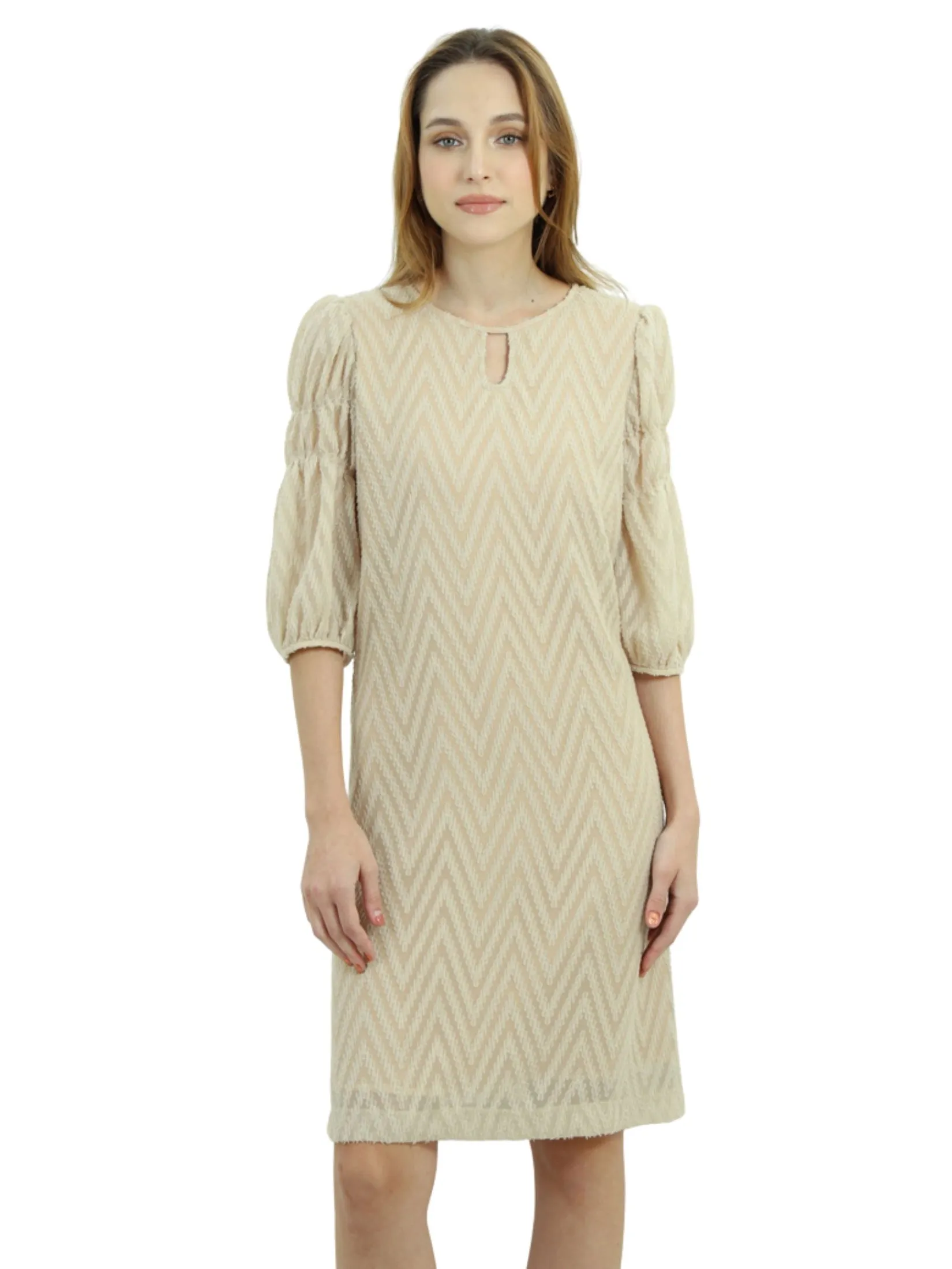 VERONIQA Women Dress Long Sleeves Uragiri Beige