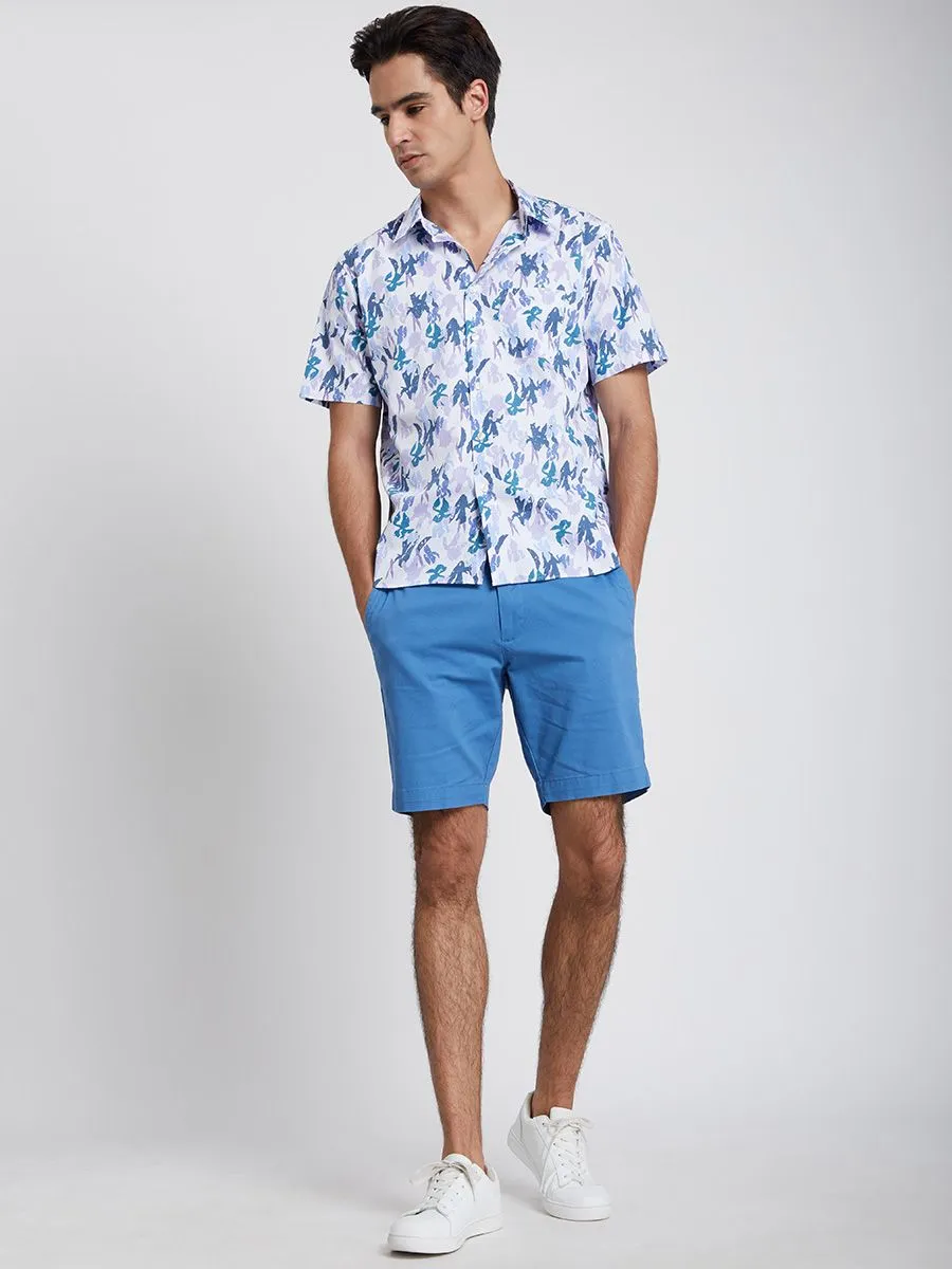 ALUMNUS Men Shirts Short Sleeves Printed Blue