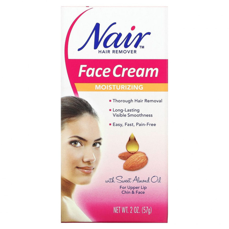 Nair, Hair Remover, Moisturizing Face Cream, 2 oz (57 g)