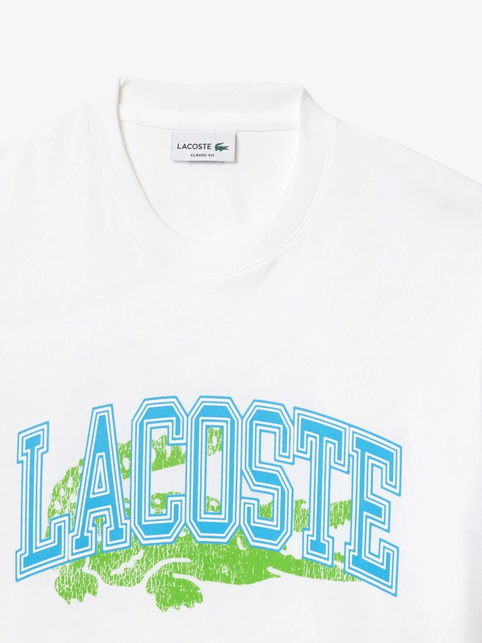 LACOSTE Cotton Jersey Signature T-shirt White