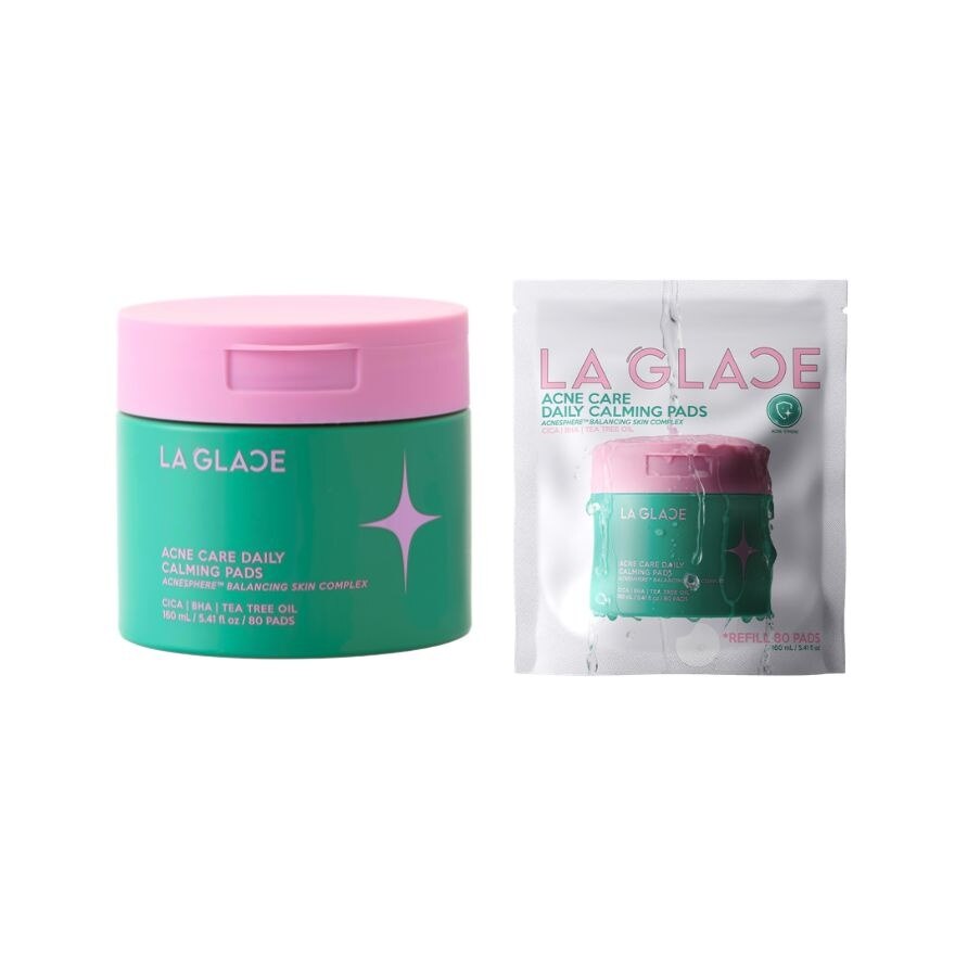 LA GLACE Value Pack Acne Care Daily Calming Pads 80pcs. + Refill Size 80pads.