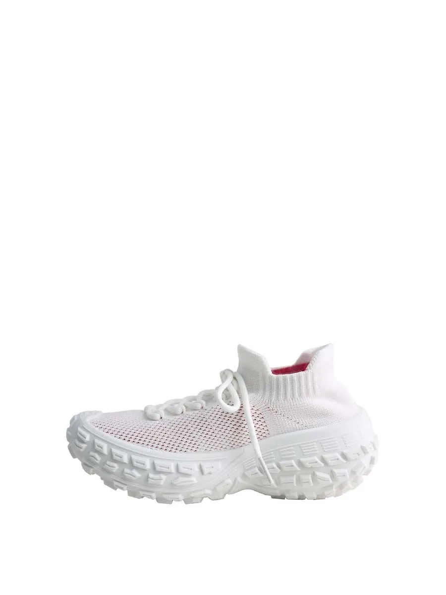 VILLAINS SF ROBOT-2 Women's Platform Comfort Sock Sneakers WHITE FUCSHIA