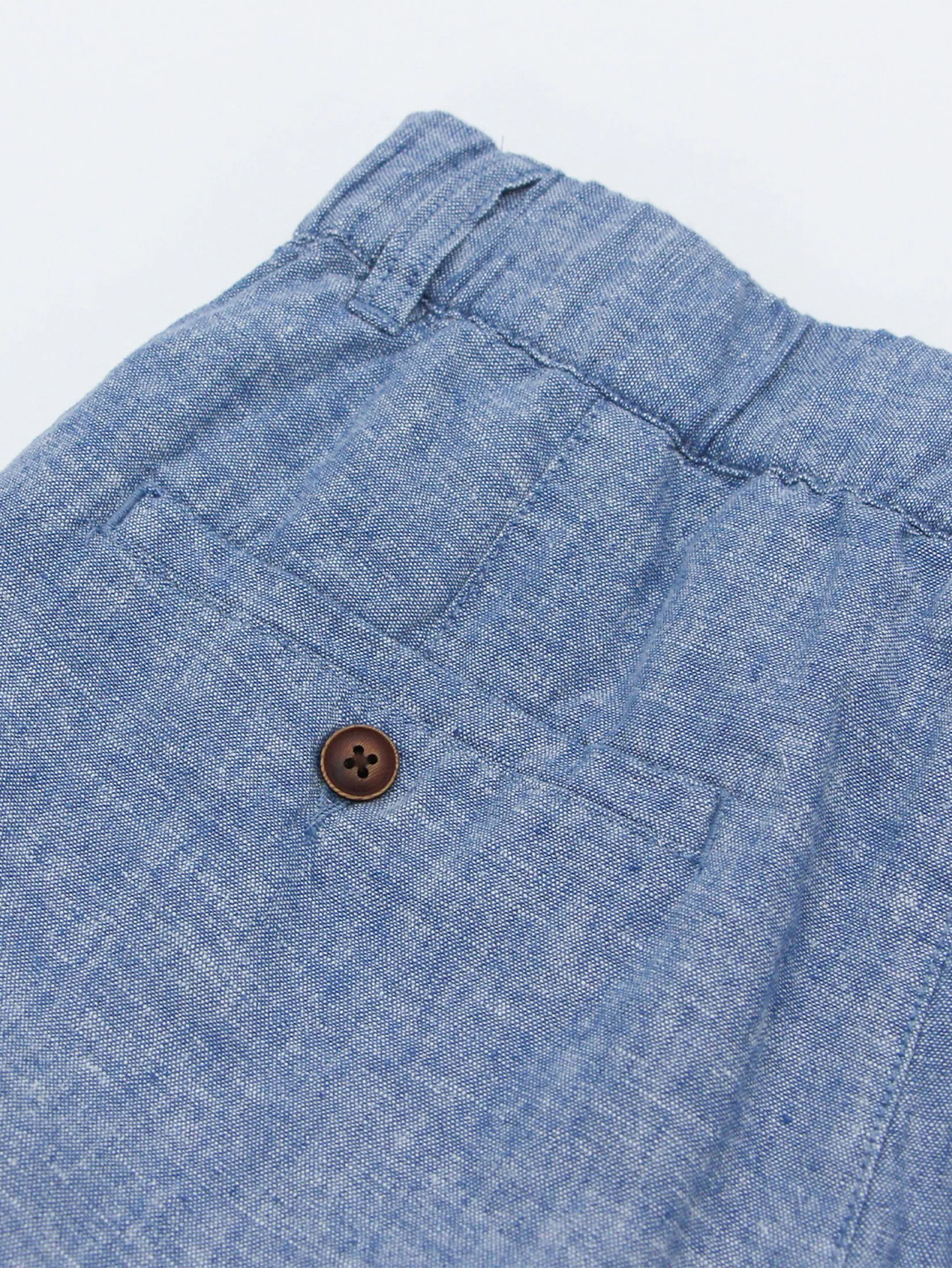 GIORDANO Men's Slim Linen Bermuda Shorts Indigo blue x White