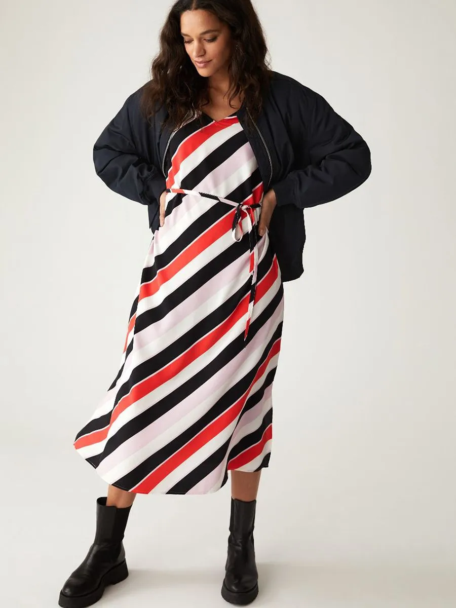 MARKS & SPENCER Women Striped V-Neck Midi Column Dress