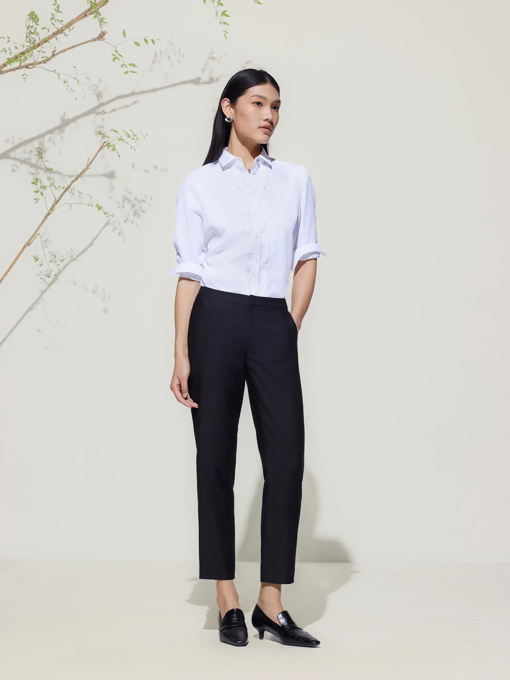 G2000 Women Clothing Coolmax Pin Tuck Shirt Slim Fit - White