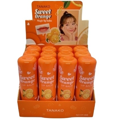 Проявляющаяся помада - бальзам с персиком или апельсином Tanako
