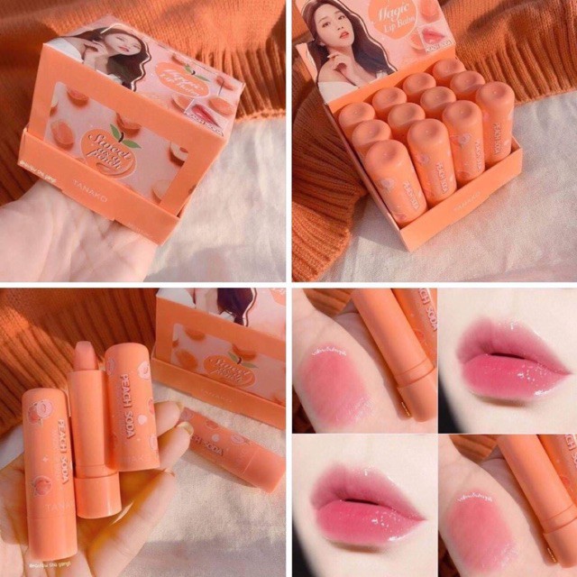 Проявляющаяся помада - бальзам с персиком или апельсином Tanako