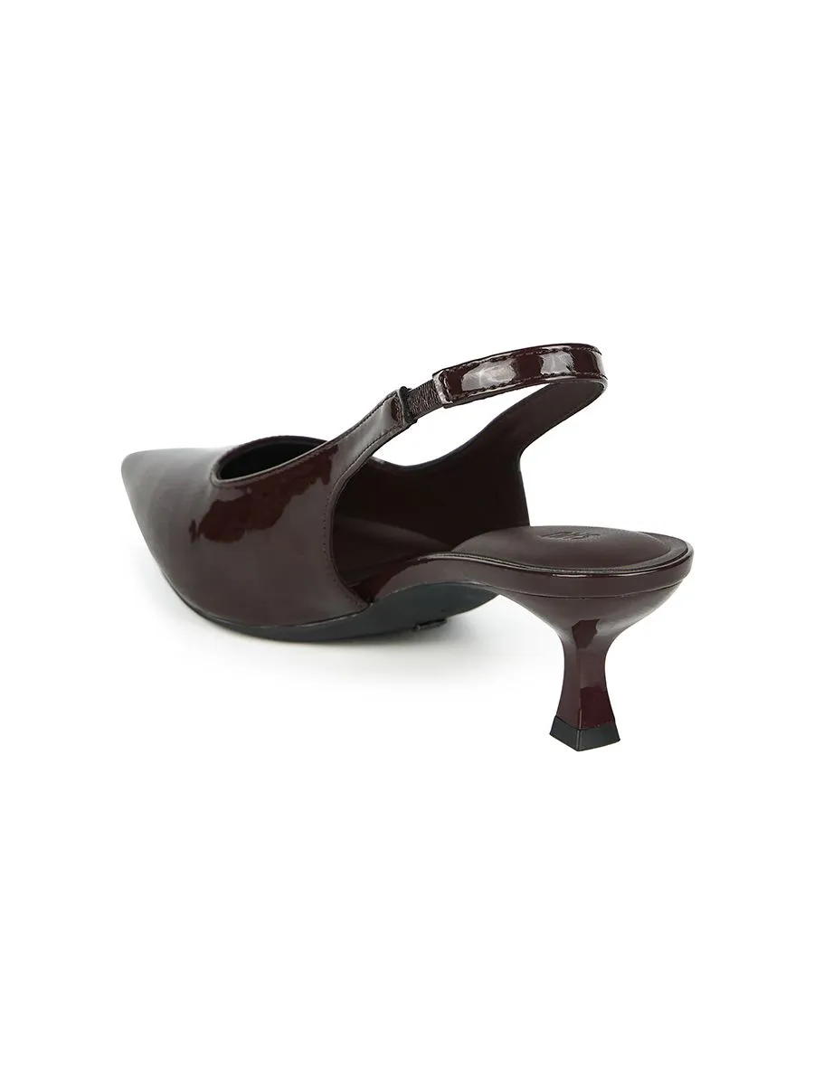 SHU WOMEN  LA POINTE' 2" KITTEN HEELS - GLOSSY CHOCO