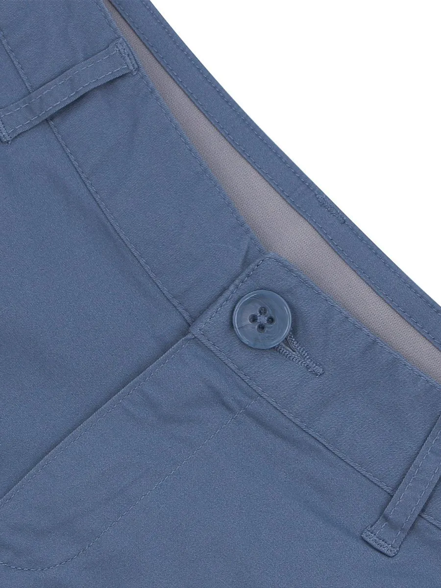 GIORDANO Women's Twill Mid-Rise Slim Fit Pocket Shorts (180 Elastic Waistband) Coastal Blue