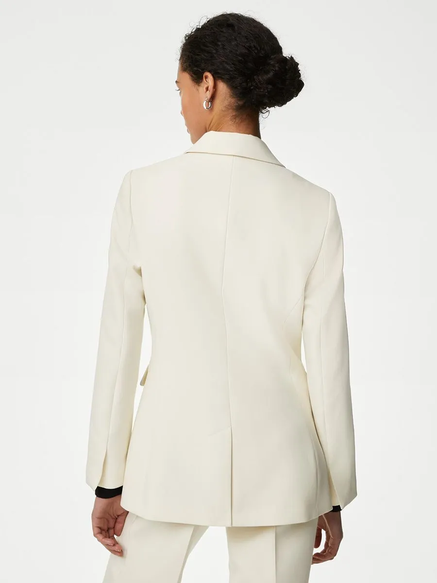 MARKS & SPENCER Women Blazer Tailored Single Breasted Ecru