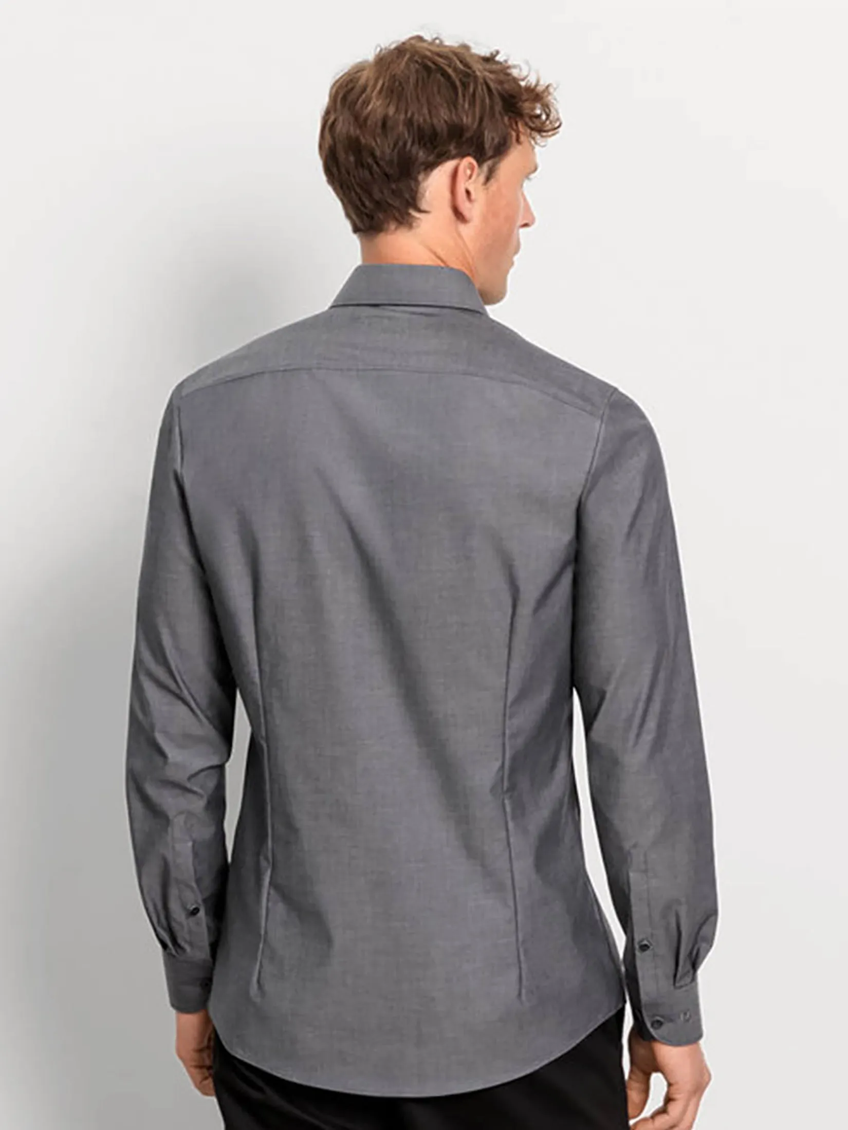 OLYMP MEN SHIRT LONG SLEEVES BUSINESS SHIRT BODY FIT DARK GREY