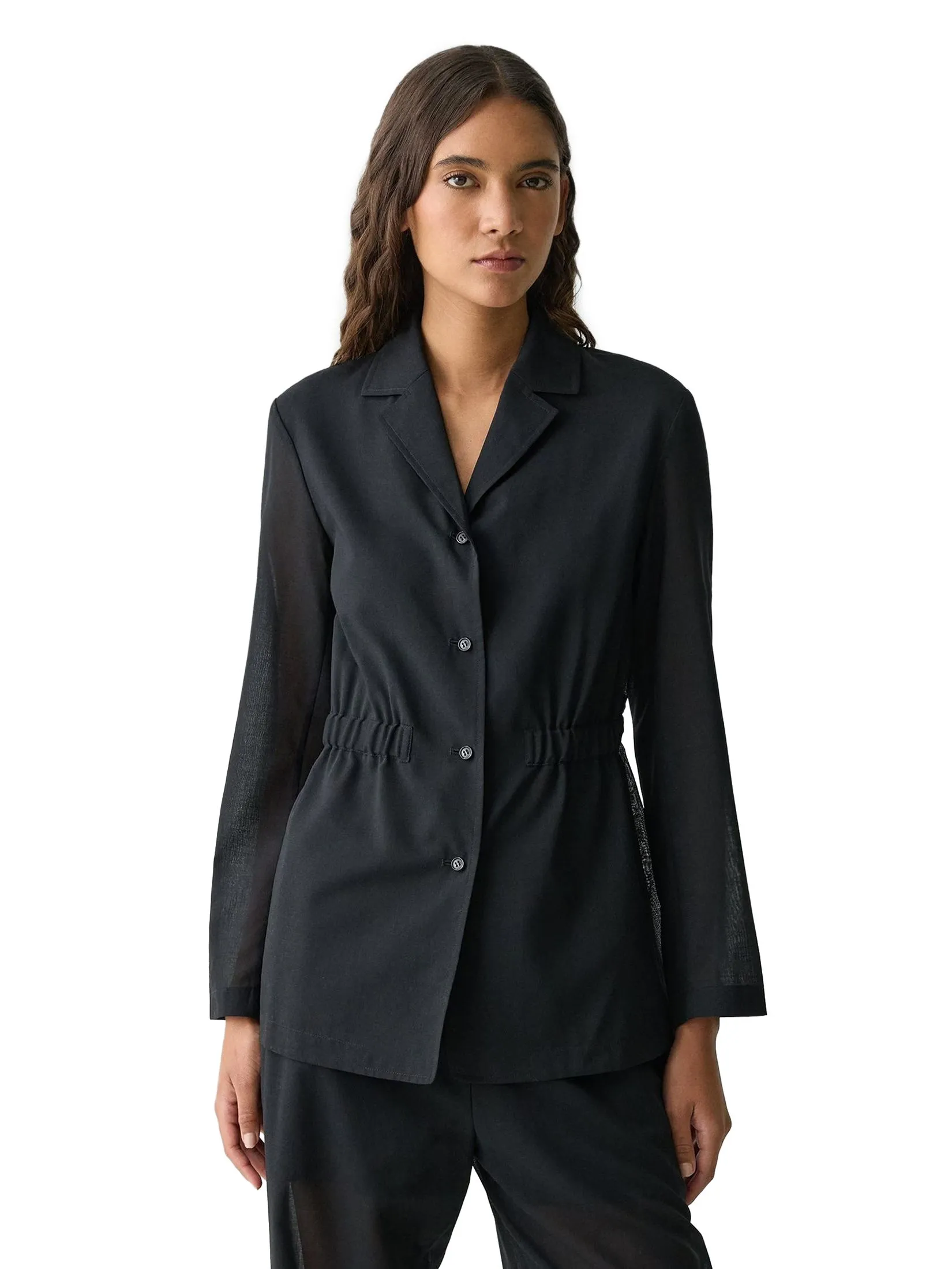 THEORY Women Jacket Cinch Waist In Airy Shirting Black