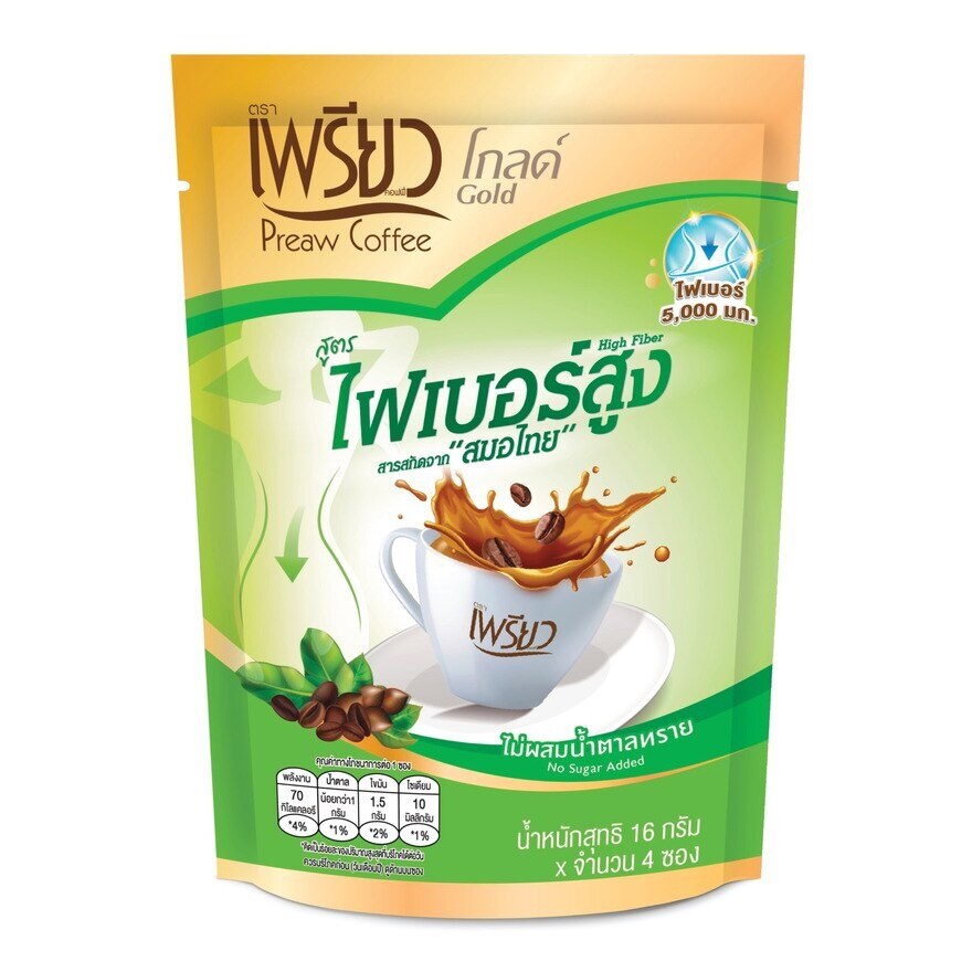 Preaw Instant Coffee Gold Fiber 4sac (Sugar Free)