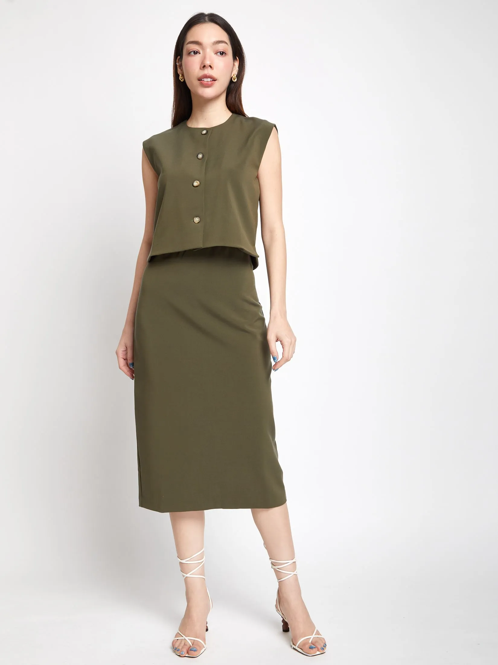 NEXT PHASE Women Blouse Sleeveless Round Neck Front Bottons