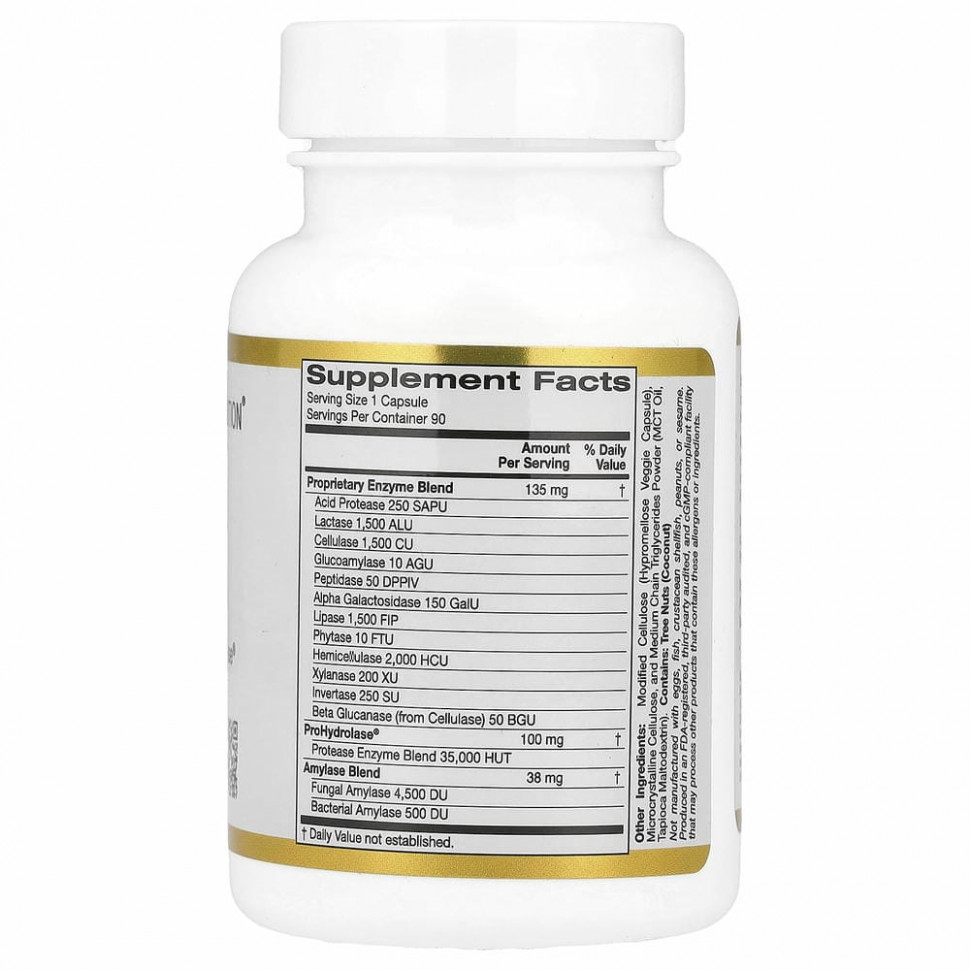 California Gold Nutrition, пищеварительные ферменты, широкого спектра, 90 растительных капсул