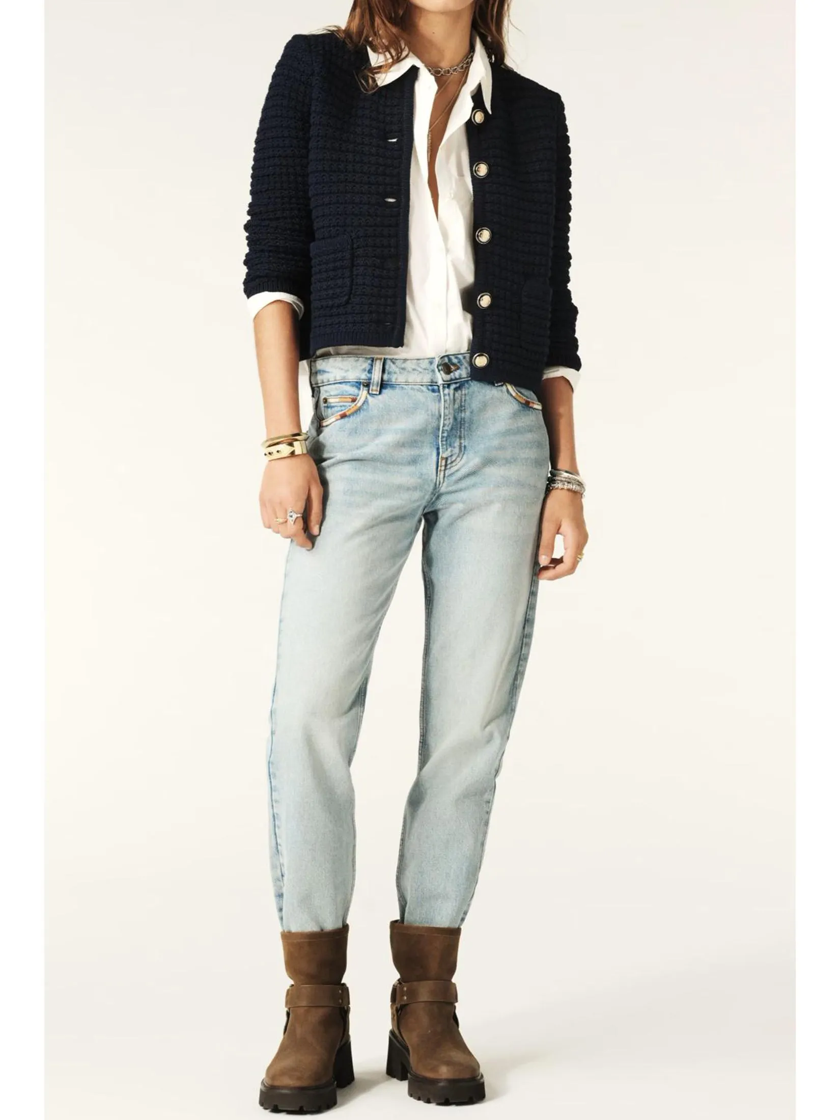 BA&SH Women Cardigan Decorative Knit Navy