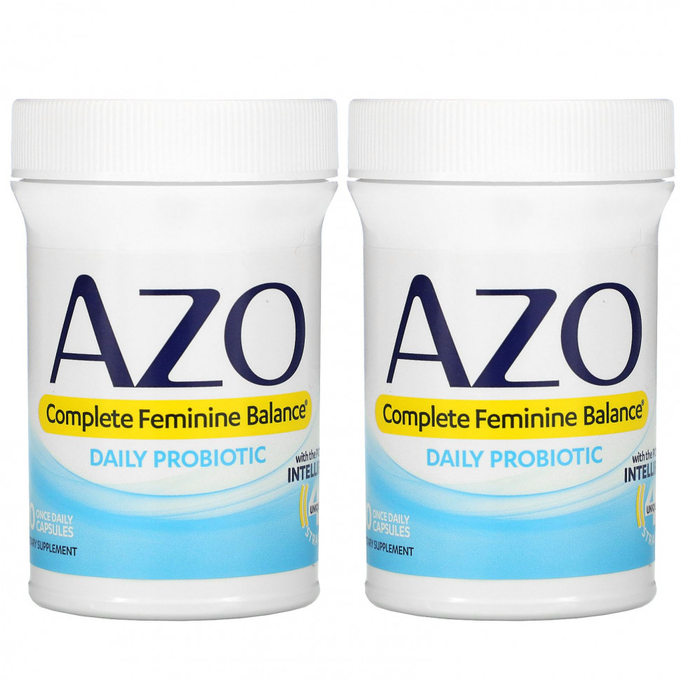 Azo, Complete Feminine Balance, пробиотик для ежедневного приема, 5 млрд активных культур, 60 капсул для приема один раз в день
